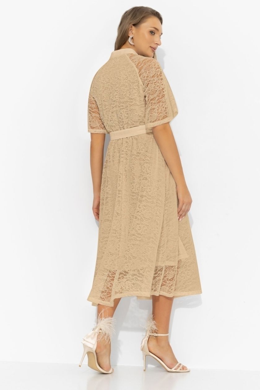 Платье бежевое из кружева на подкладе Charutti(фото5)