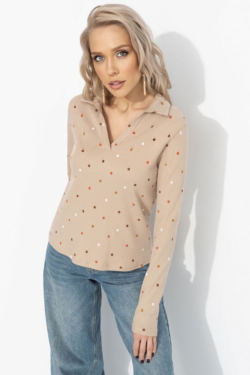 Поло с длинным рукавом в цвете латте Charutti(фото5)