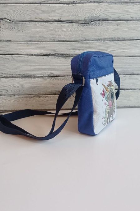 Красивая детская сумочка (оксфорд) синий Единорожка  Chica rica(фото3)