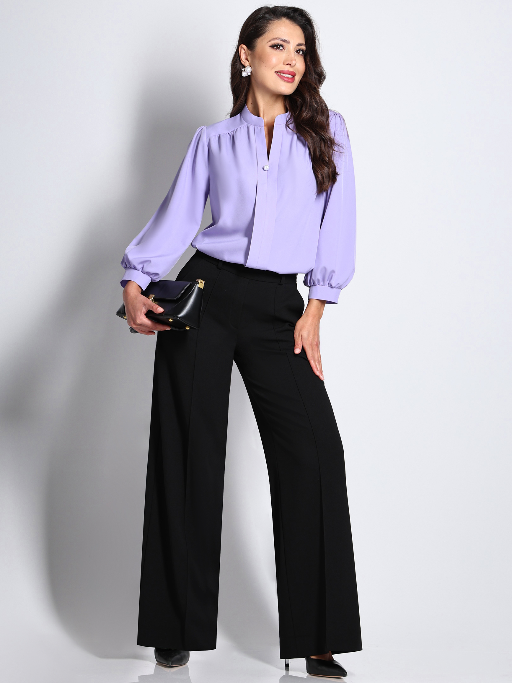 Красивая однотонная блузка Шарлиз, сирень SelenaSonata(фото2)