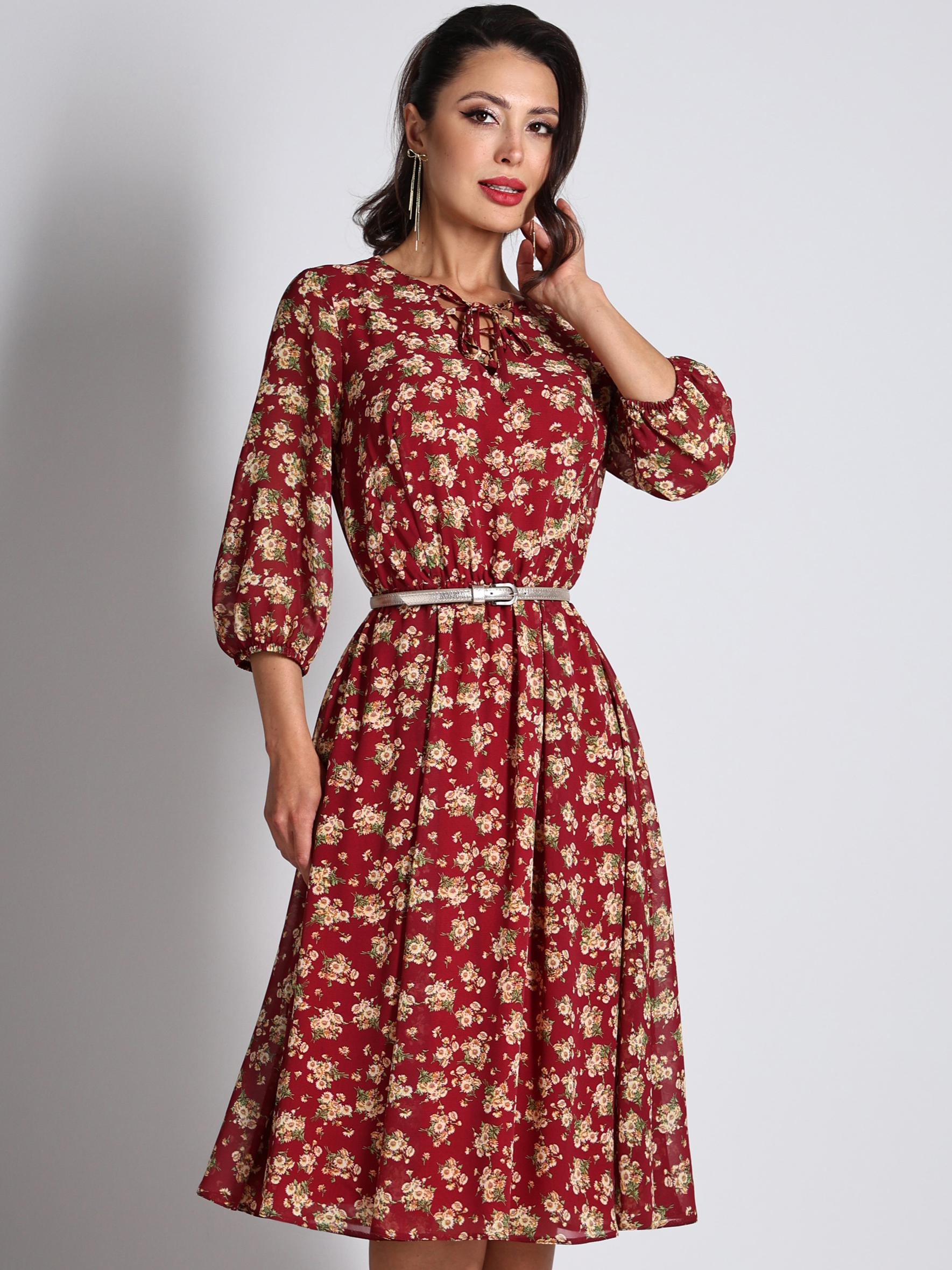 Платье воздушное шифоновое красное Девушка мечты, акцент SelenaSonata(фото5)