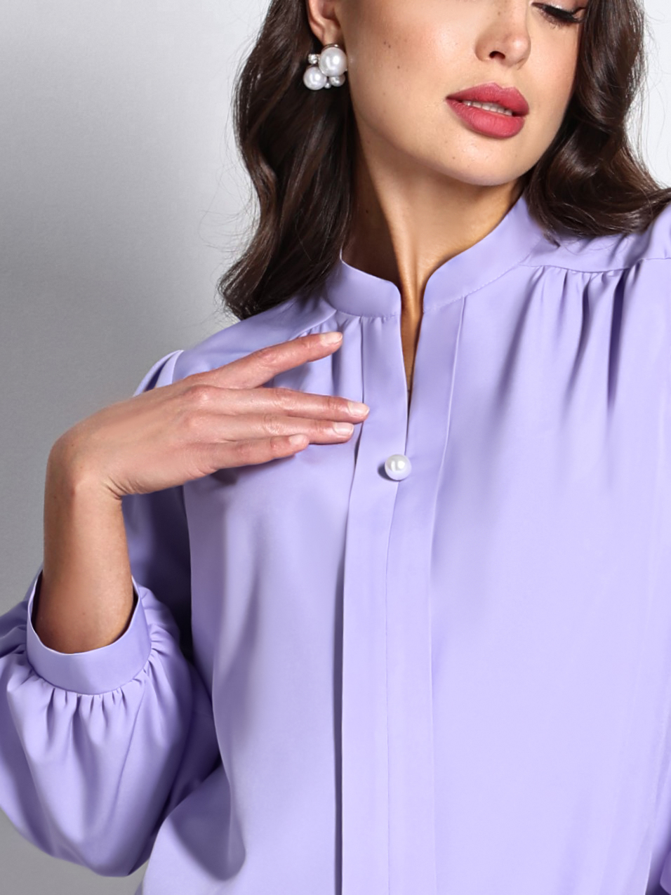 Красивая однотонная блузка Шарлиз, сирень SelenaSonata(фото7)