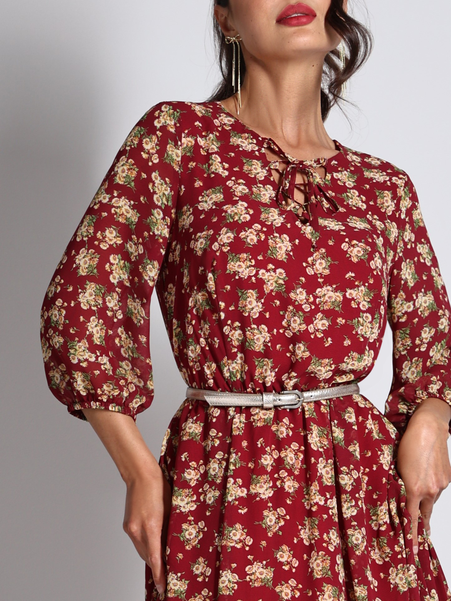 Платье воздушное шифоновое красное Девушка мечты, акцент SelenaSonata(фото4)