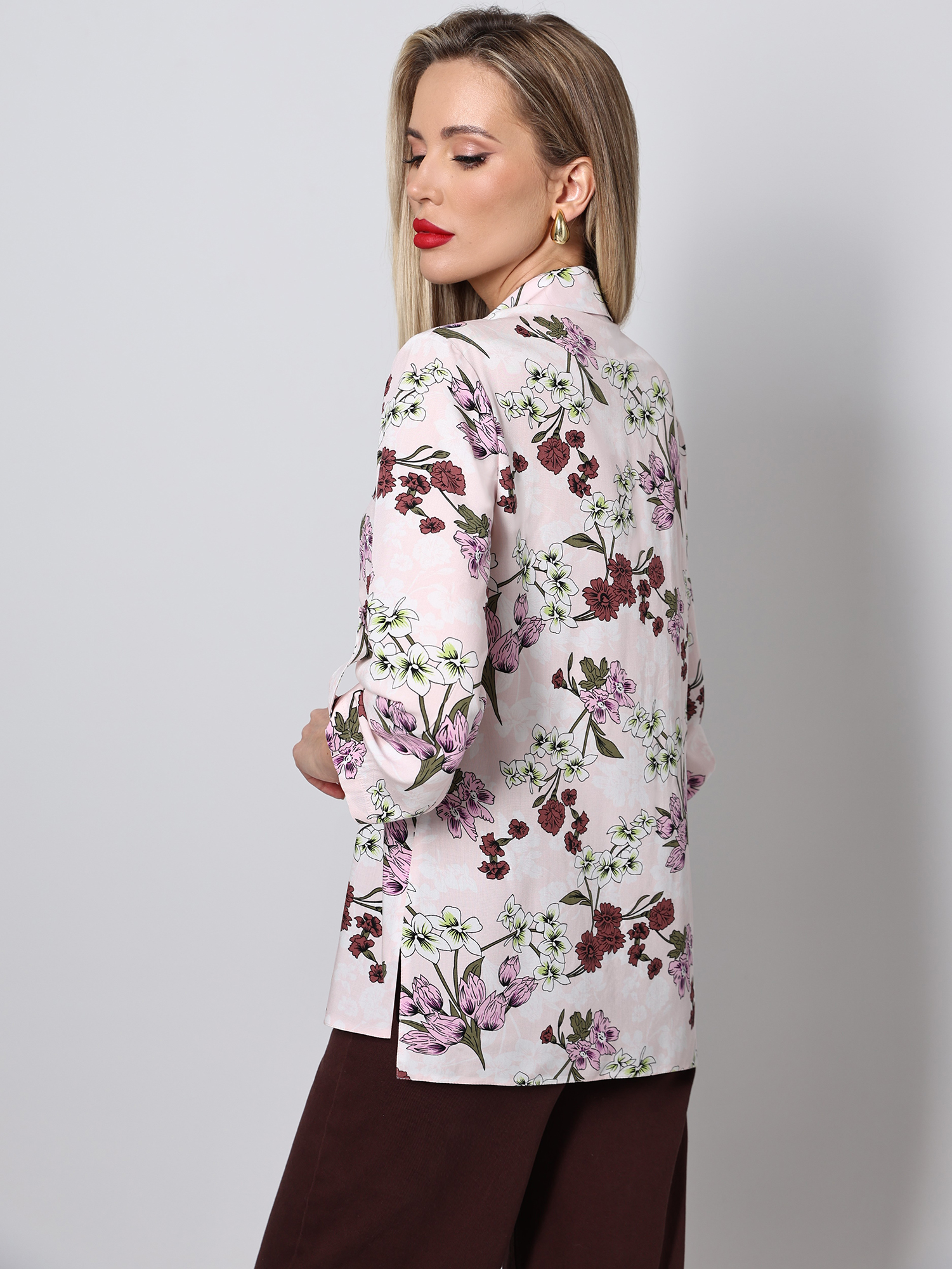 Блузка летняя на пуговицах с карманами и вискозы Верона, принт SelenaSonata(фото4)