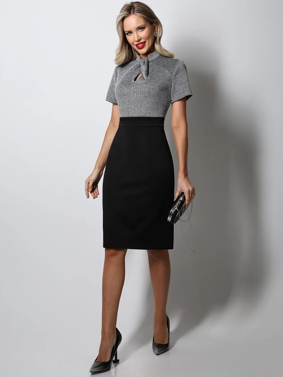 Платье комбинированное с имитацией блузки Бьюти тренд, люкс SelenaSonata(фото5)