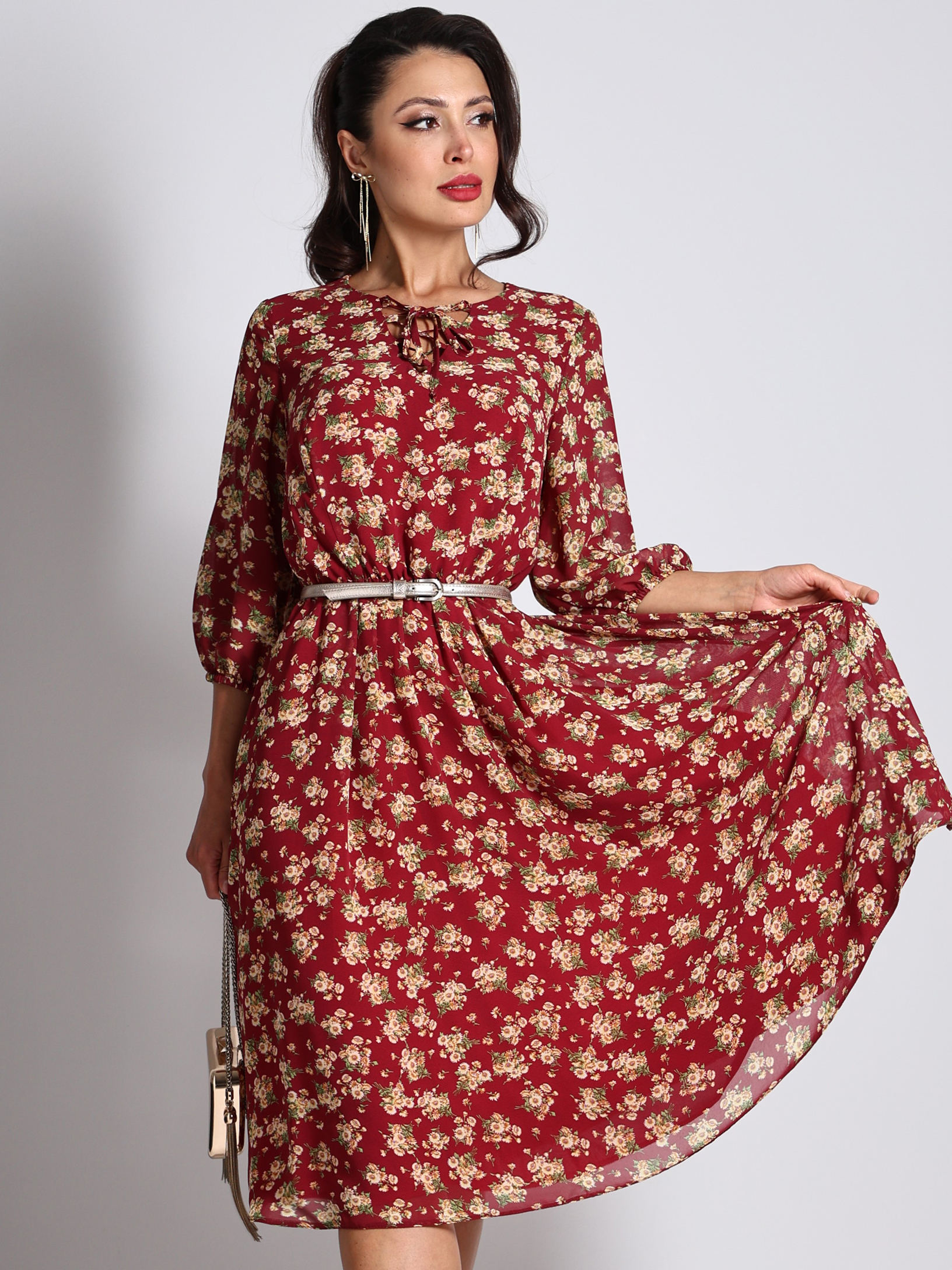 Платье воздушное шифоновое красное Девушка мечты, акцент SelenaSonata(фото7)