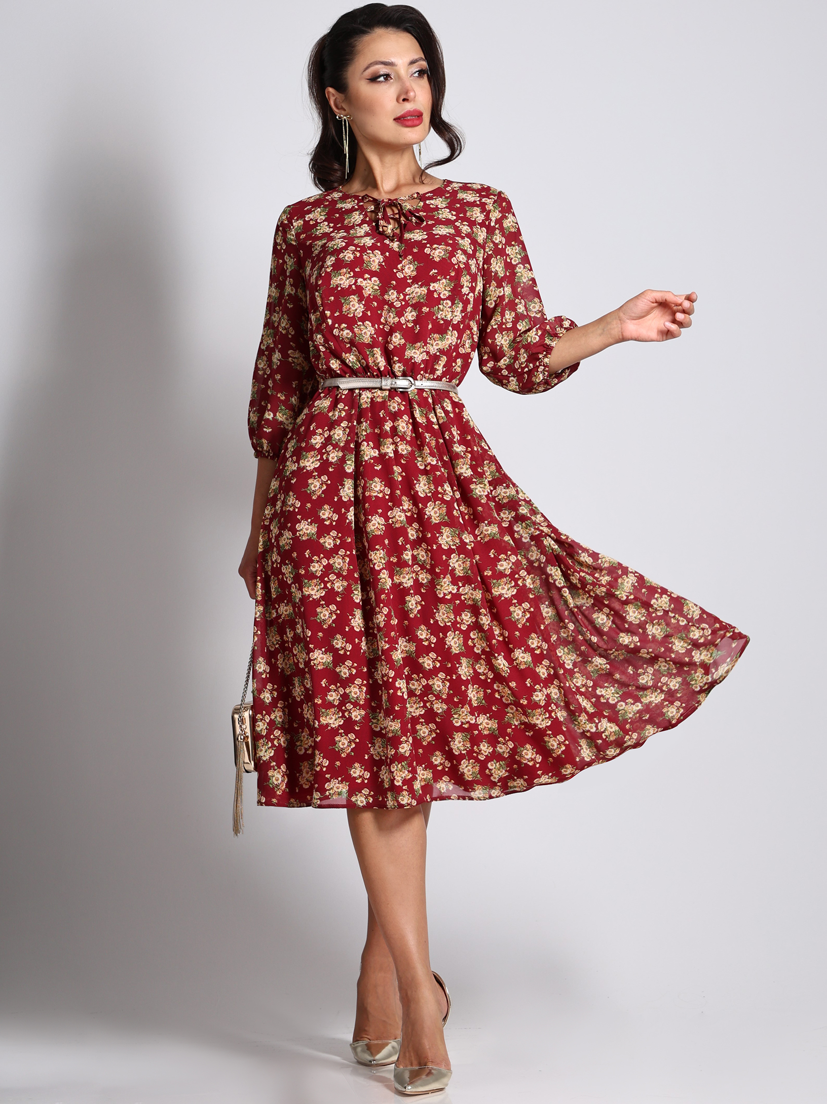 Платье воздушное шифоновое красное Девушка мечты, акцент SelenaSonata(фото8)