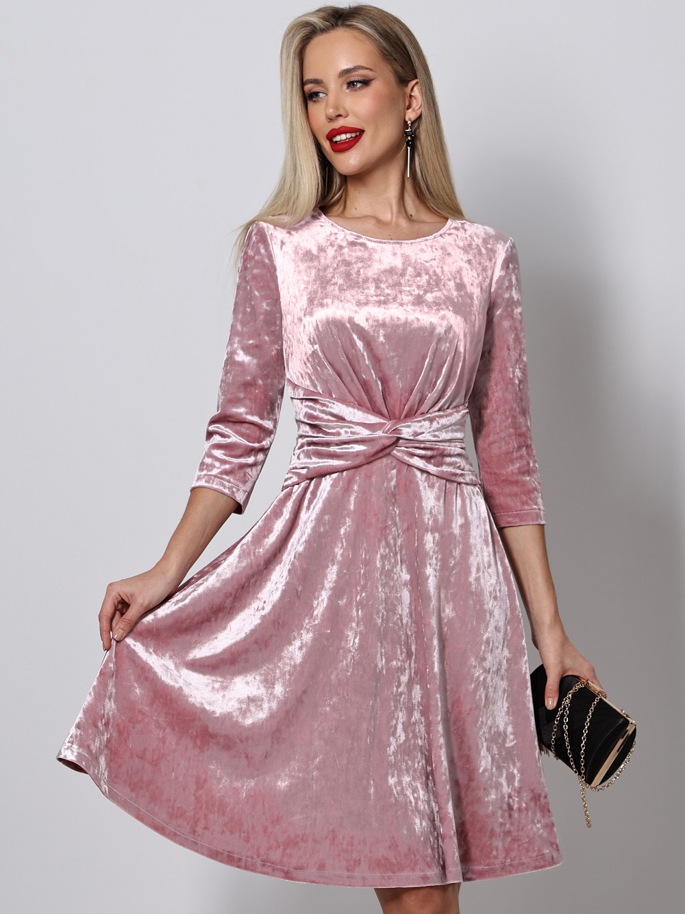 Платье бархатное синее с узлом Венецианские сны, найт SelenaSonata(фото3)