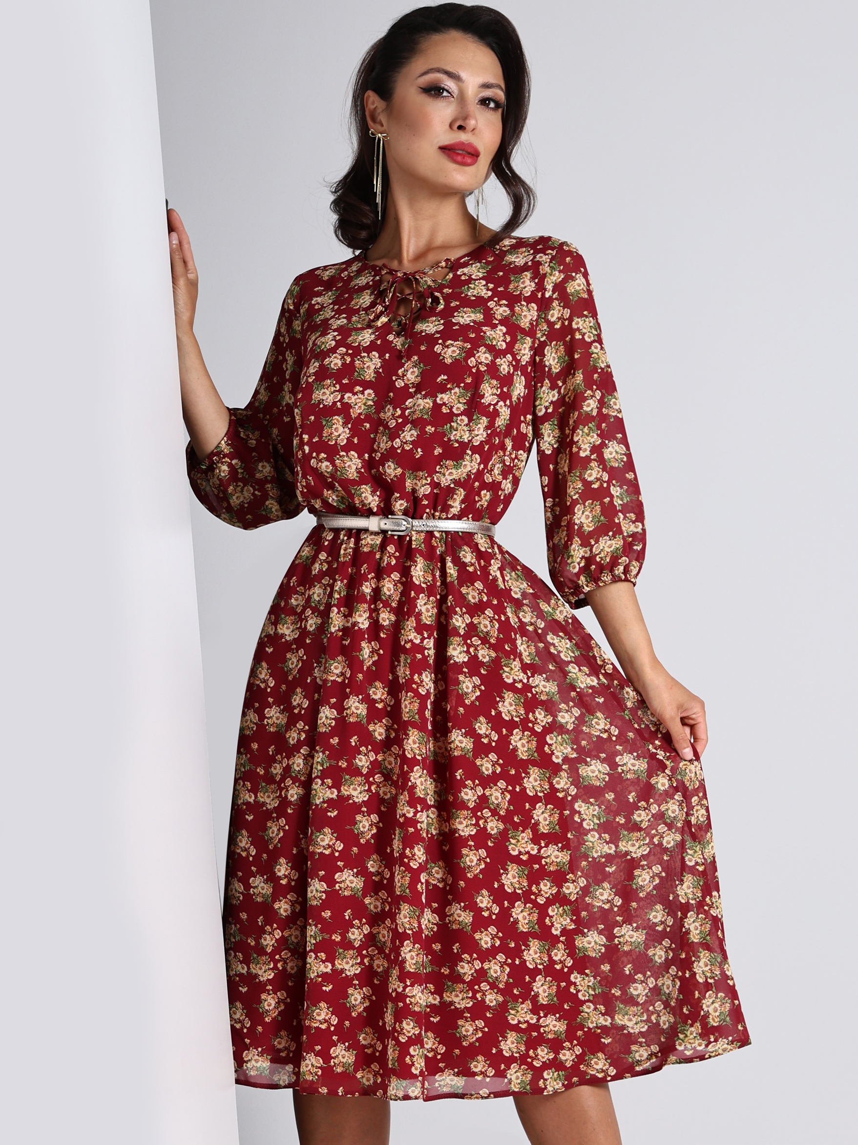 Платье воздушное шифоновое красное Девушка мечты, акцент SelenaSonata(фото2)