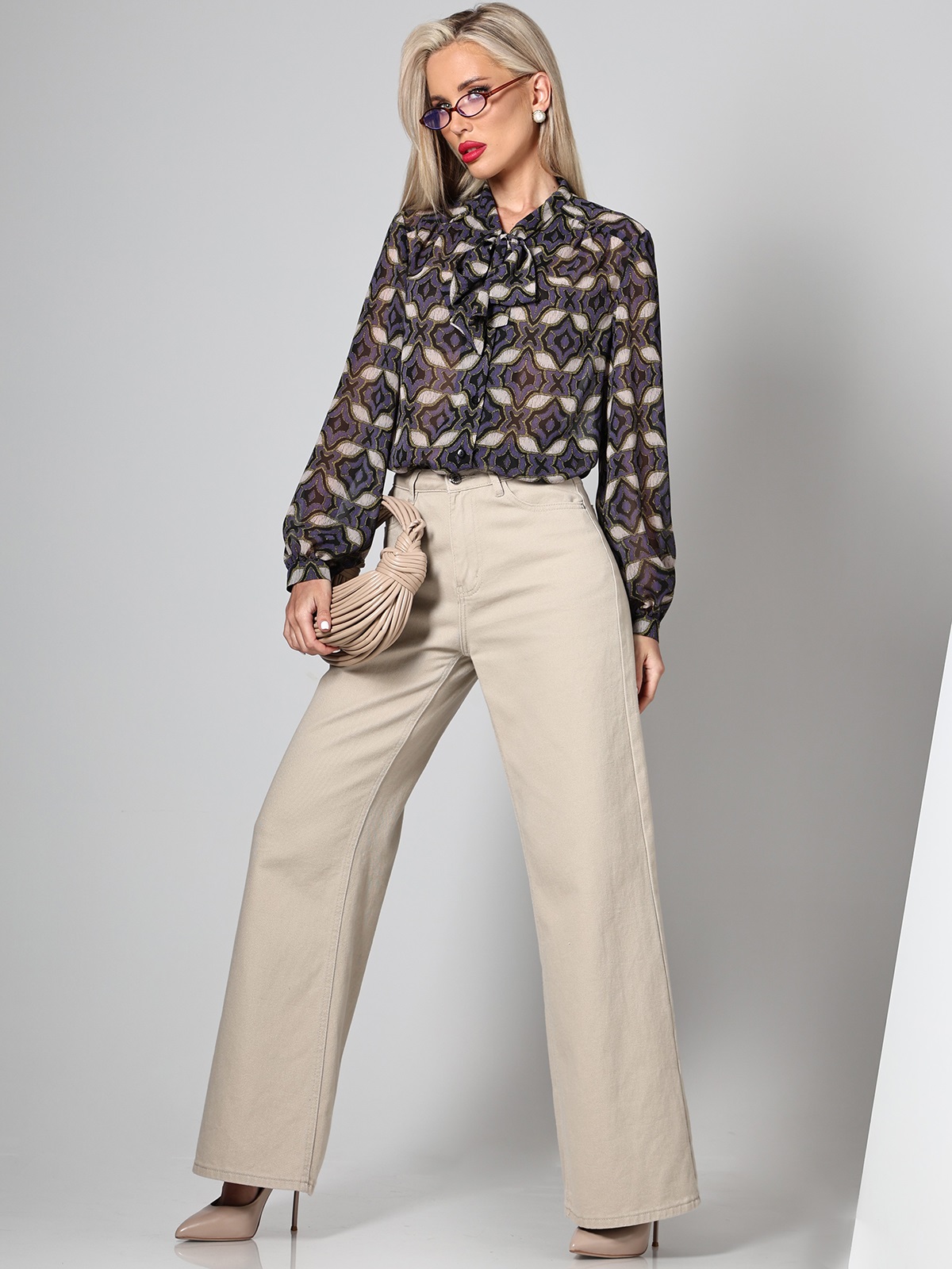 Блузка с воротником-галстуком на любой случай Констанция, премиум SelenaSonata(фото10)