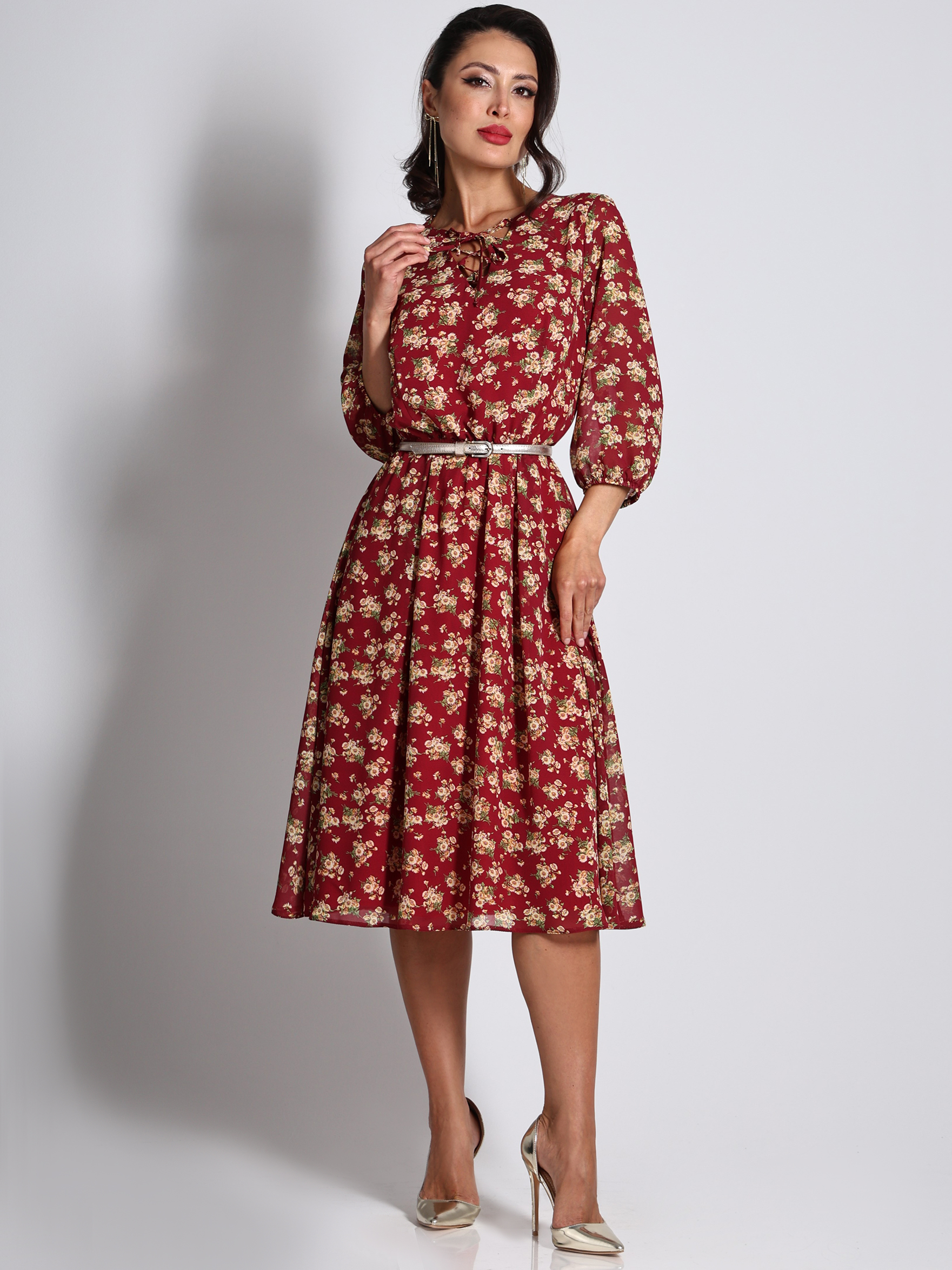 Платье воздушное шифоновое красное Девушка мечты, акцент SelenaSonata(фото6)