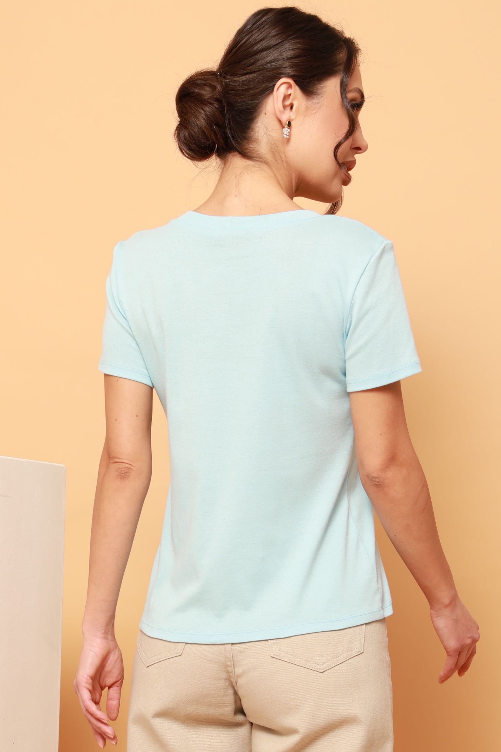 Блузка трикотажная небесно-голубого цвета DStrend(фото7)