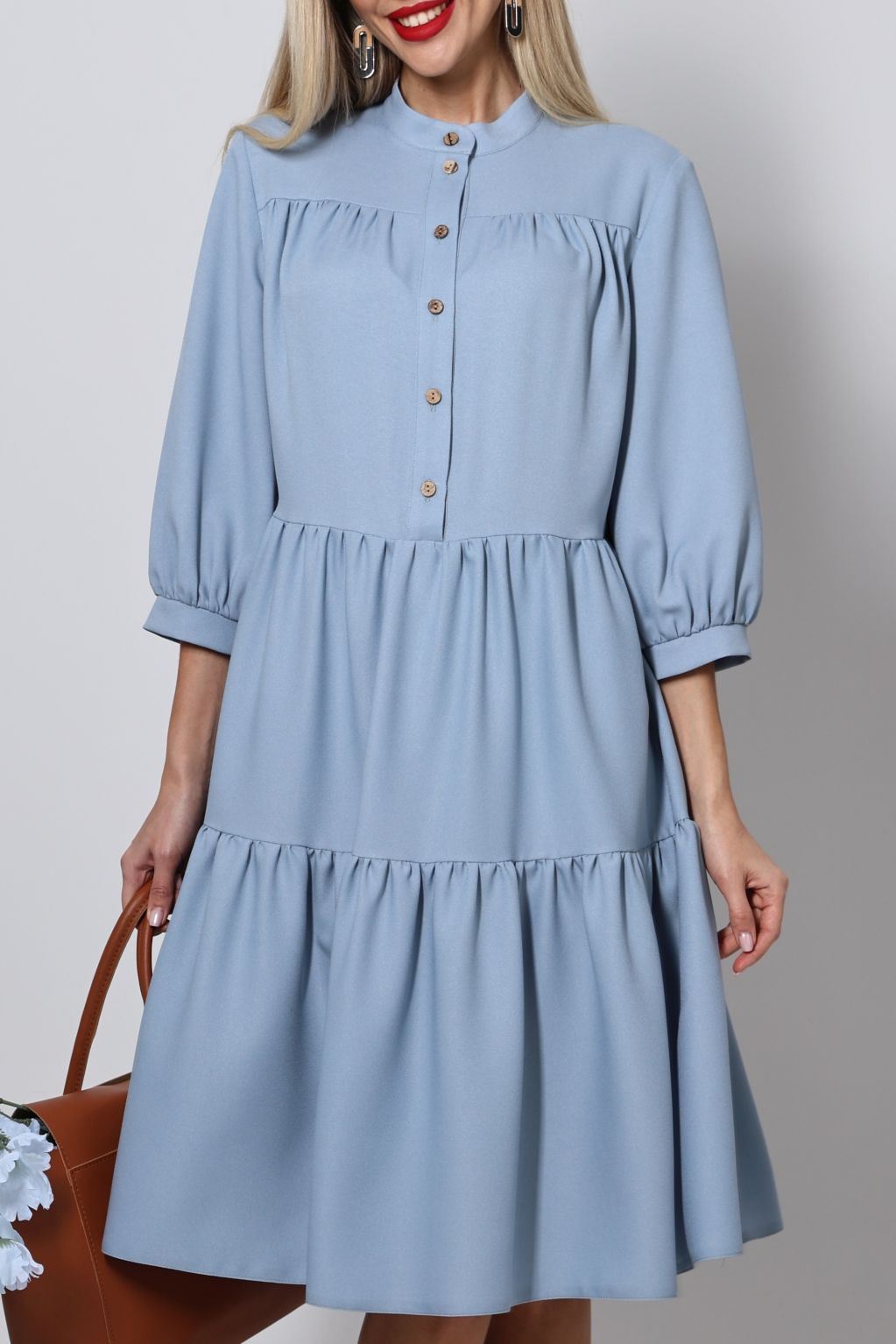 Платье миди голубого цвета DStrend(фото3)