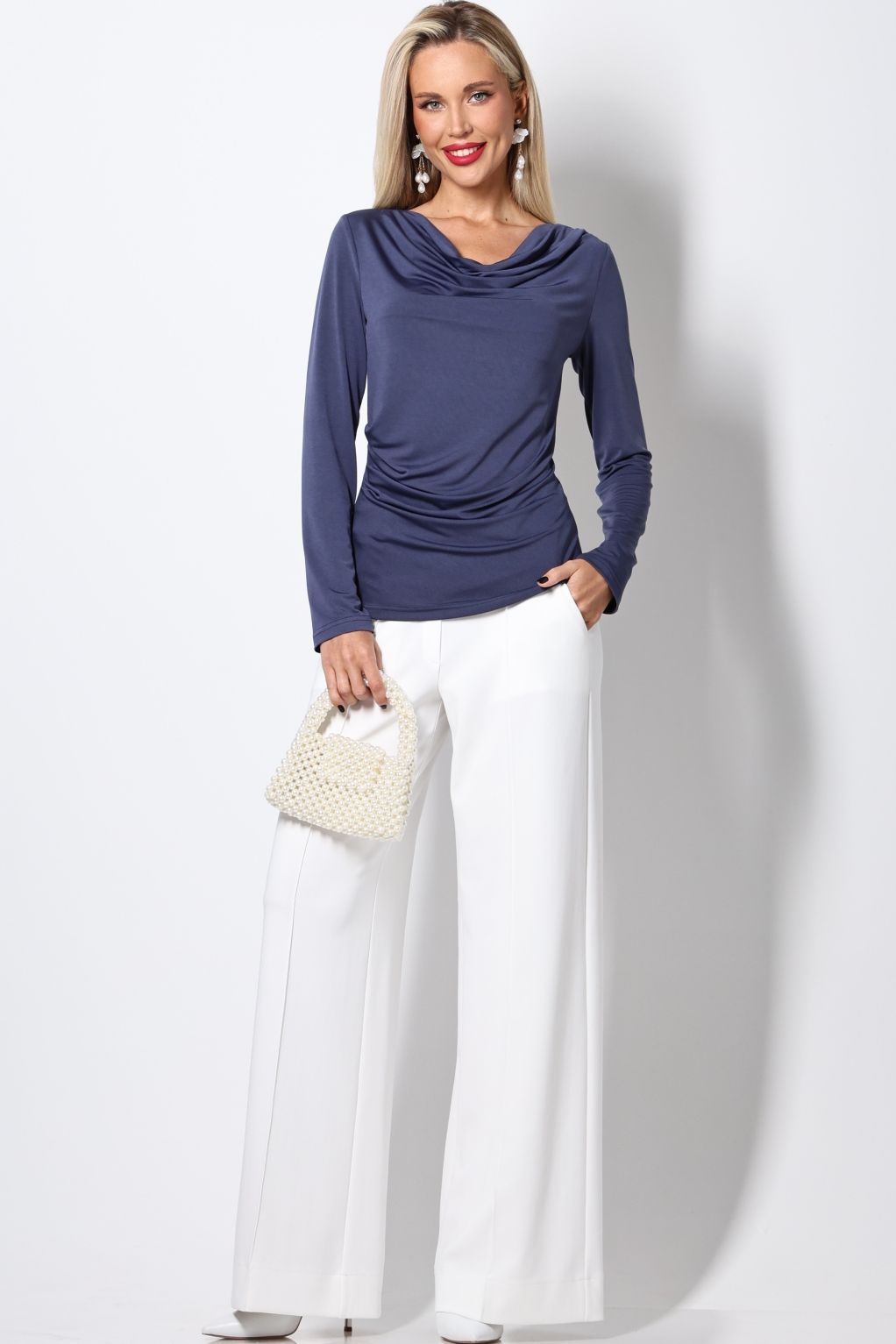 Блузка трикотажная серо-синего цвета DStrend(фото2)