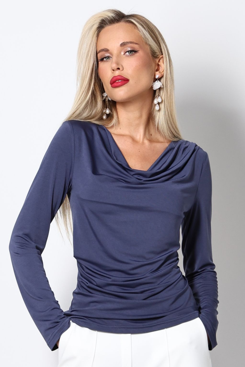 Блузка трикотажная серо-синего цвета DStrend(фото5)