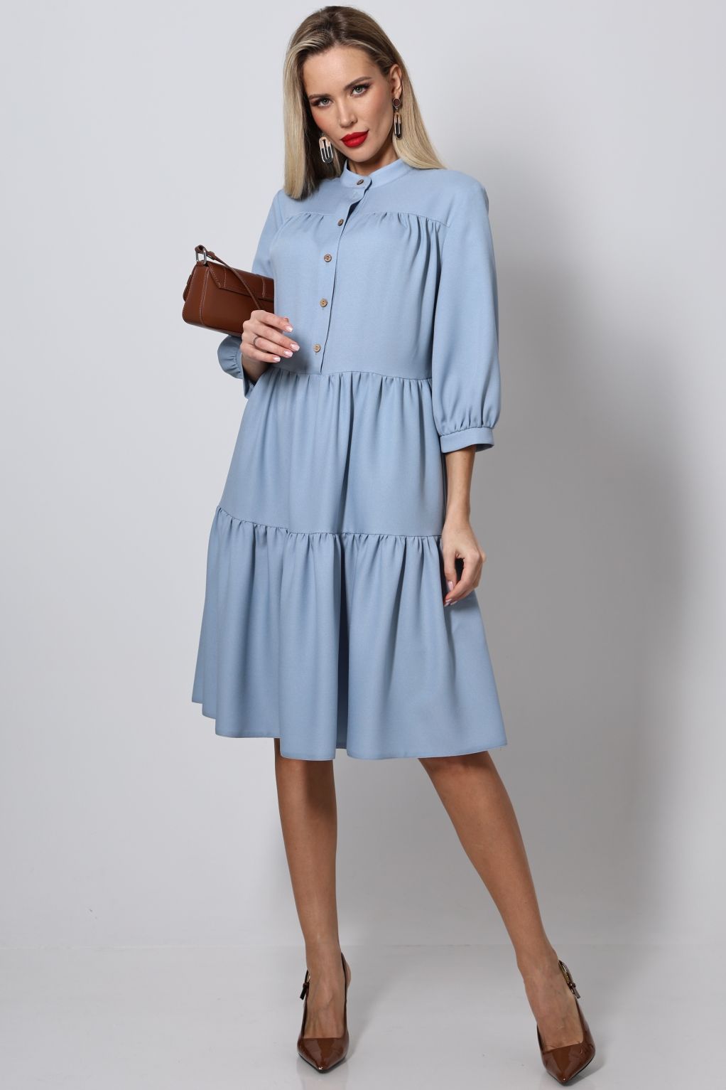 Платье миди голубого цвета DStrend(фото4)