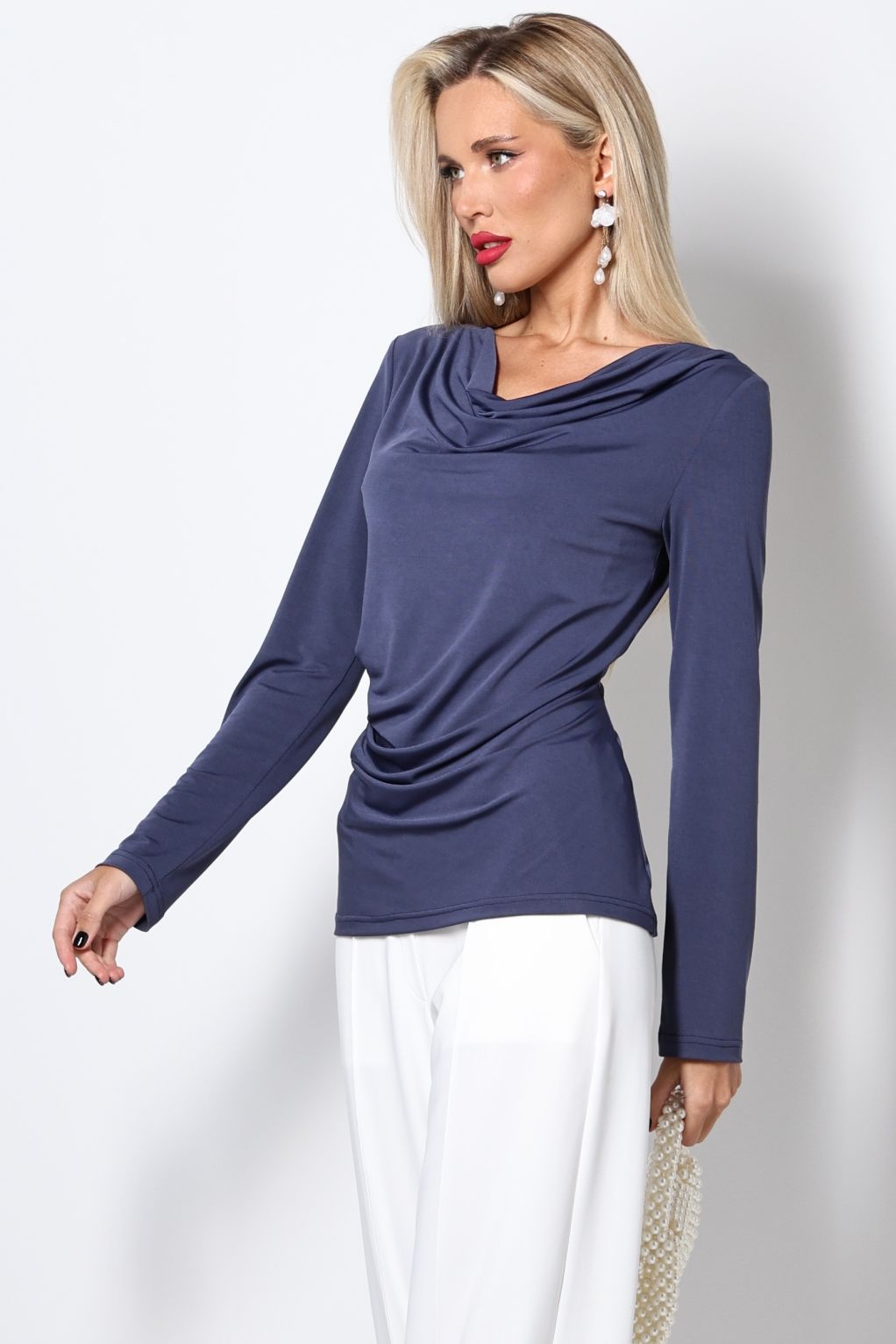 Блузка трикотажная серо-синего цвета DStrend(фото6)