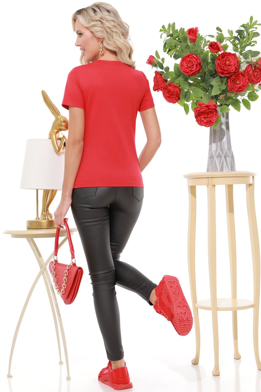 Блузка трикотажная красного цвета DStrend(фото4)