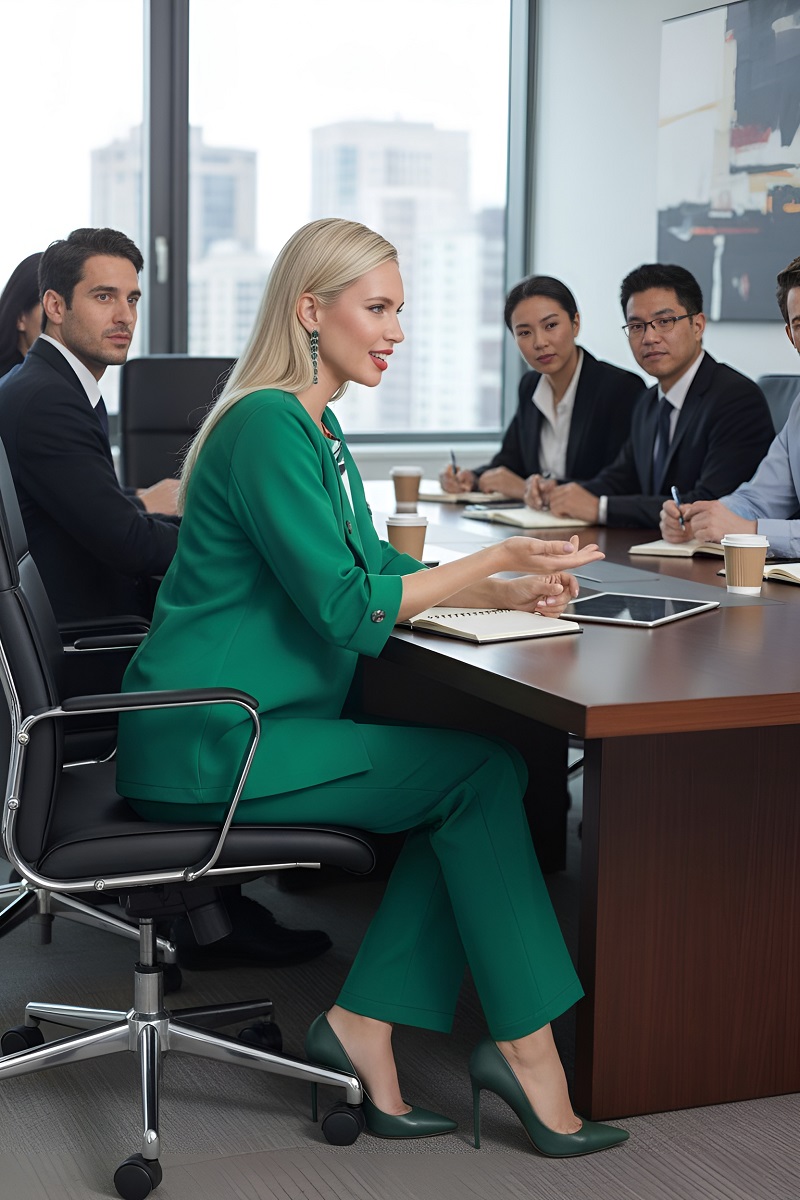 Костюм-тройка зелёный с брюками Планы на перспективу, грин SelenaSonata(фото4)