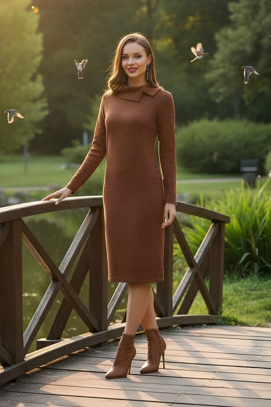 Платье-футляр трикотажное с длинными рукавами Утонченная элегантность, нью SelenaSonata(фото3)