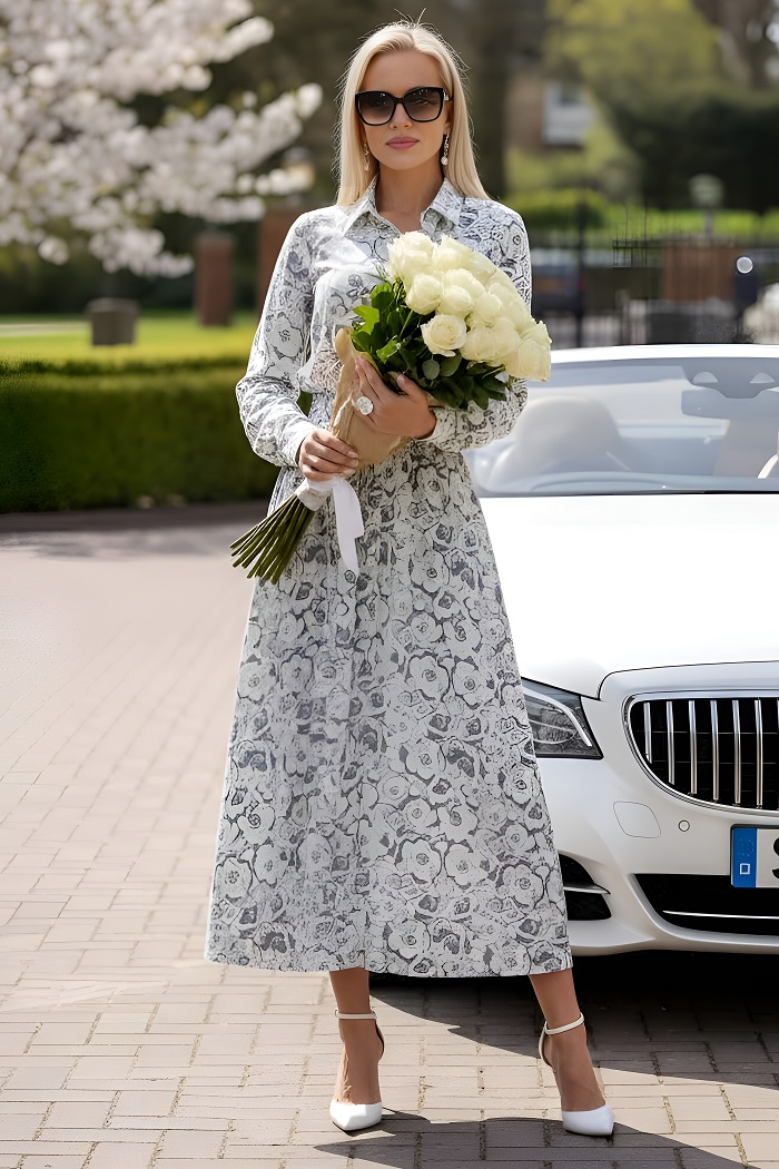 Платье длинное молочного цвета с поясом Снова красиво, нежная