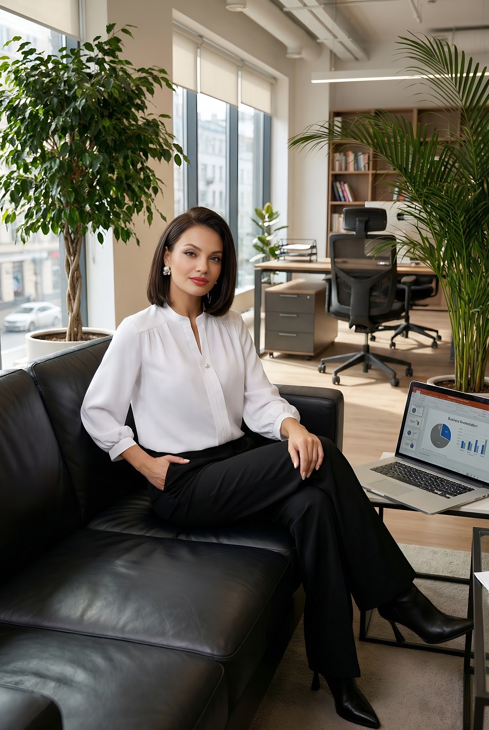 Блузка белая с воротником-стойка Шарлиз, вайт нью SelenaSonata(фото2)