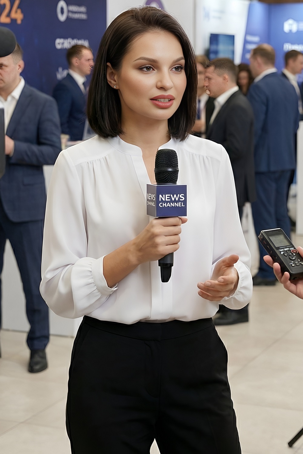 Блузка белая с воротником-стойка Шарлиз, вайт нью SelenaSonata(фото4)