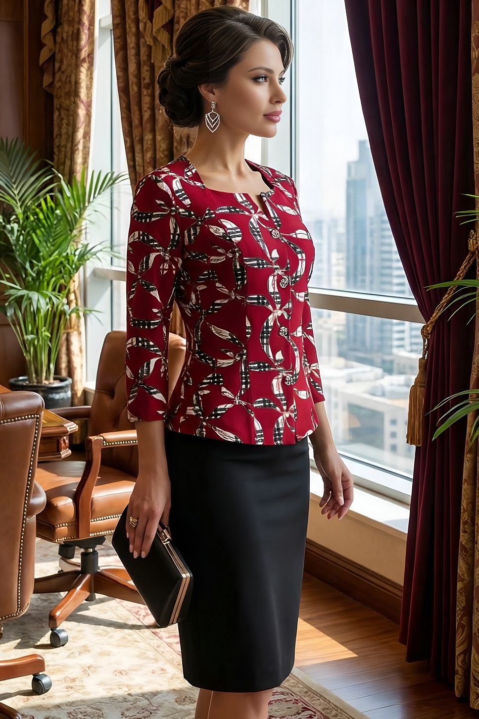 Оригинальный женский костюм Аристократка, рэд SelenaSonata(фото6)