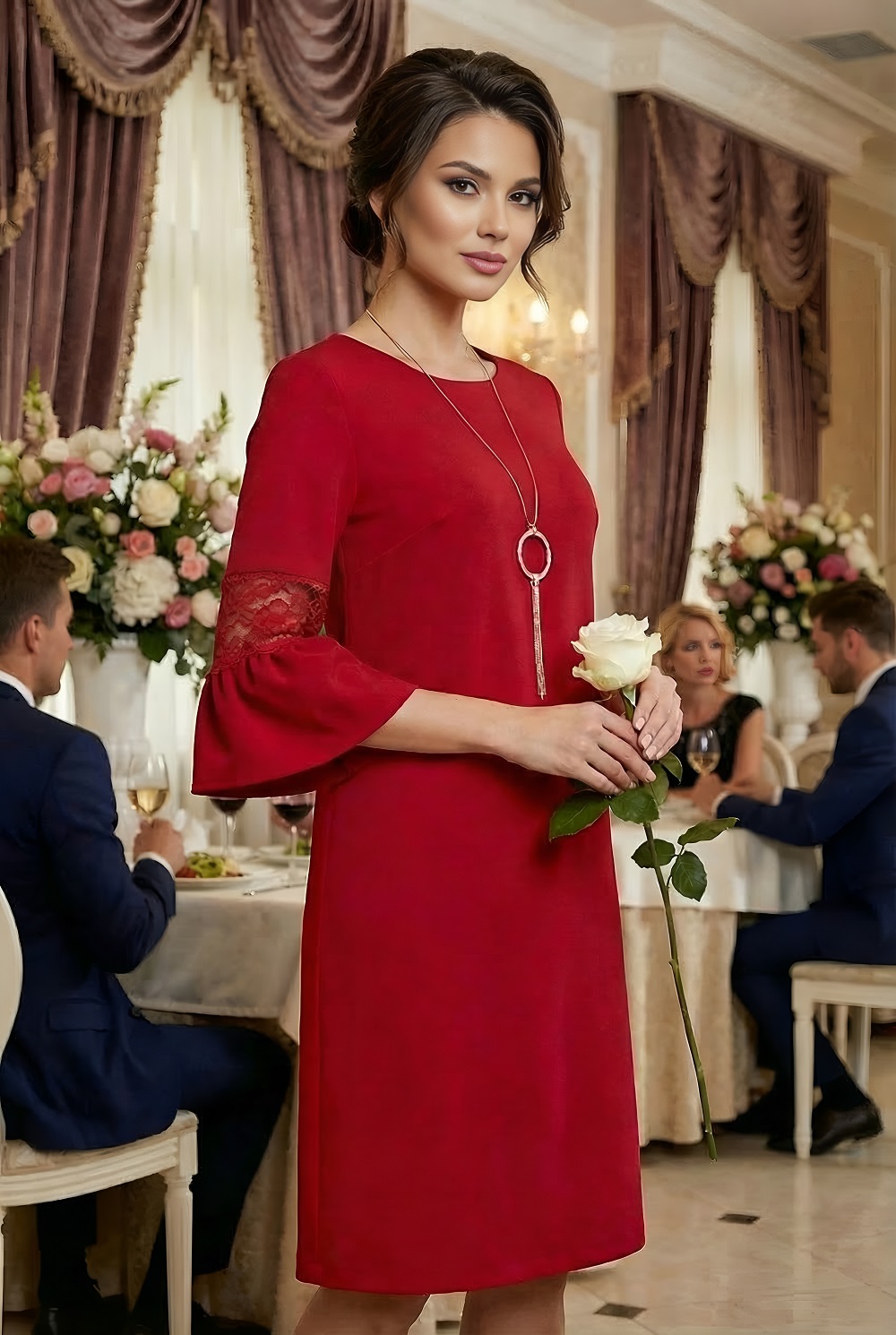 Яркое женское платье Прекрасная леди, рэд SelenaSonata(фото3)