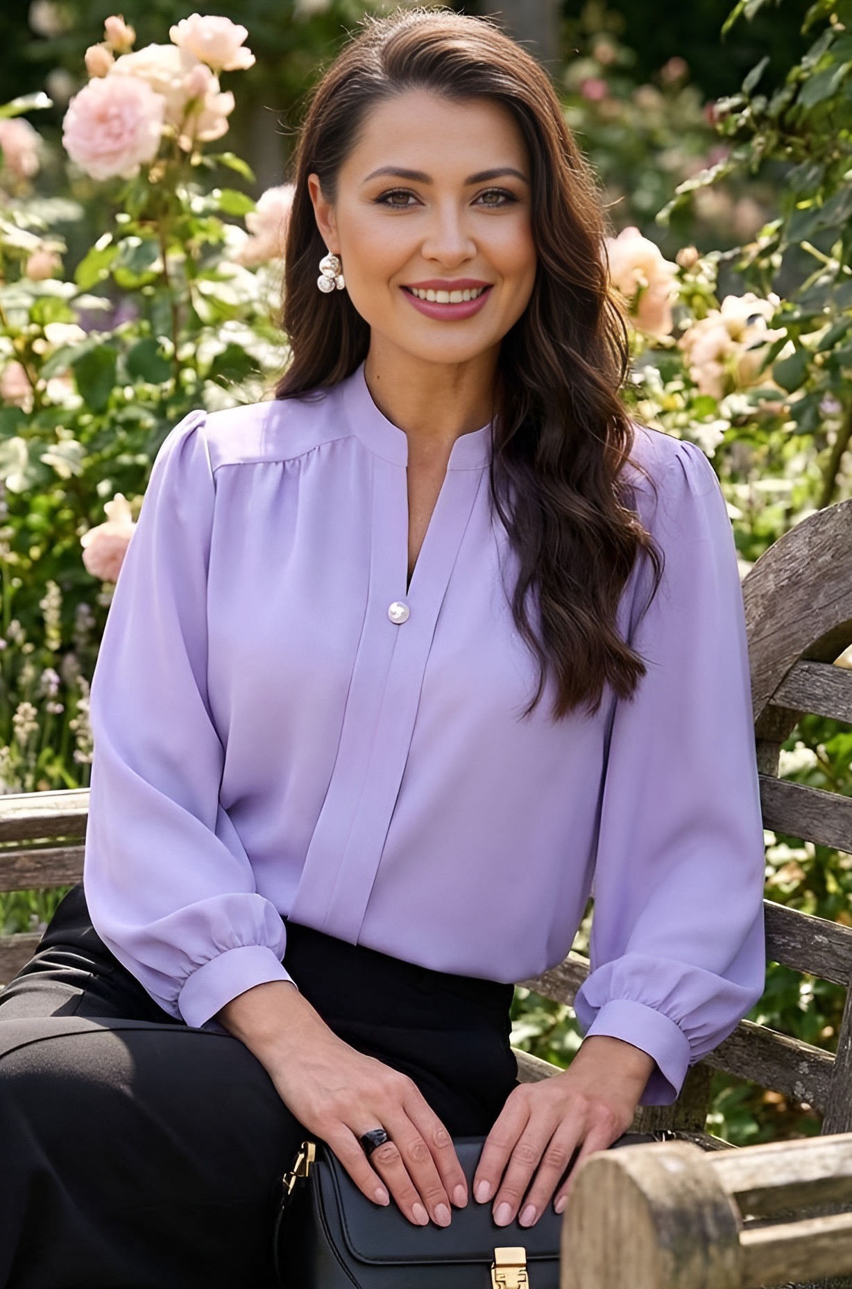 Красивая однотонная блузка Шарлиз, сирень