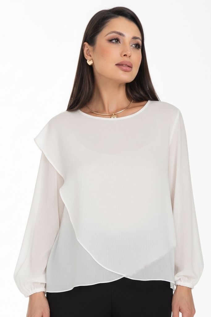 Блузка шифоновая цвета айвори Diolche