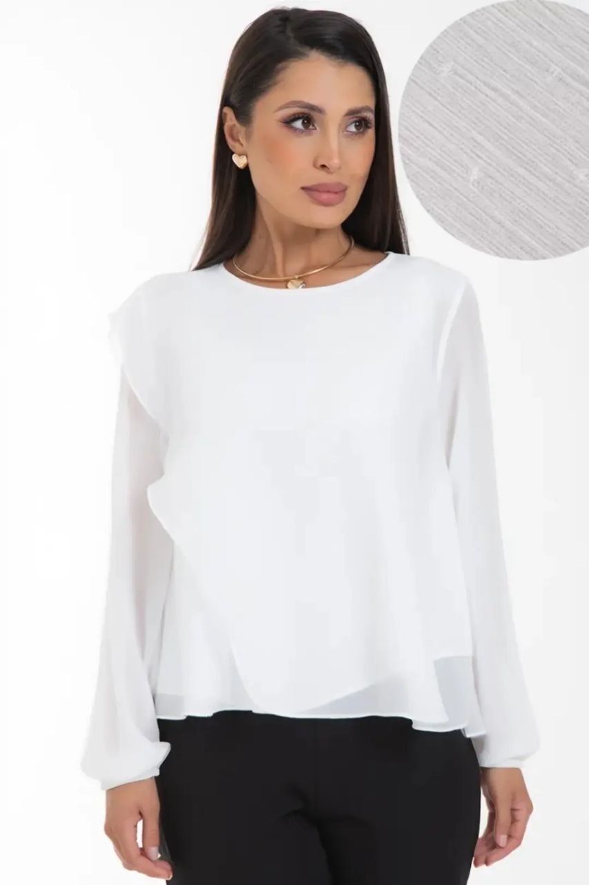 Блузка шифоновая цвета айвори Diolche(фото2)