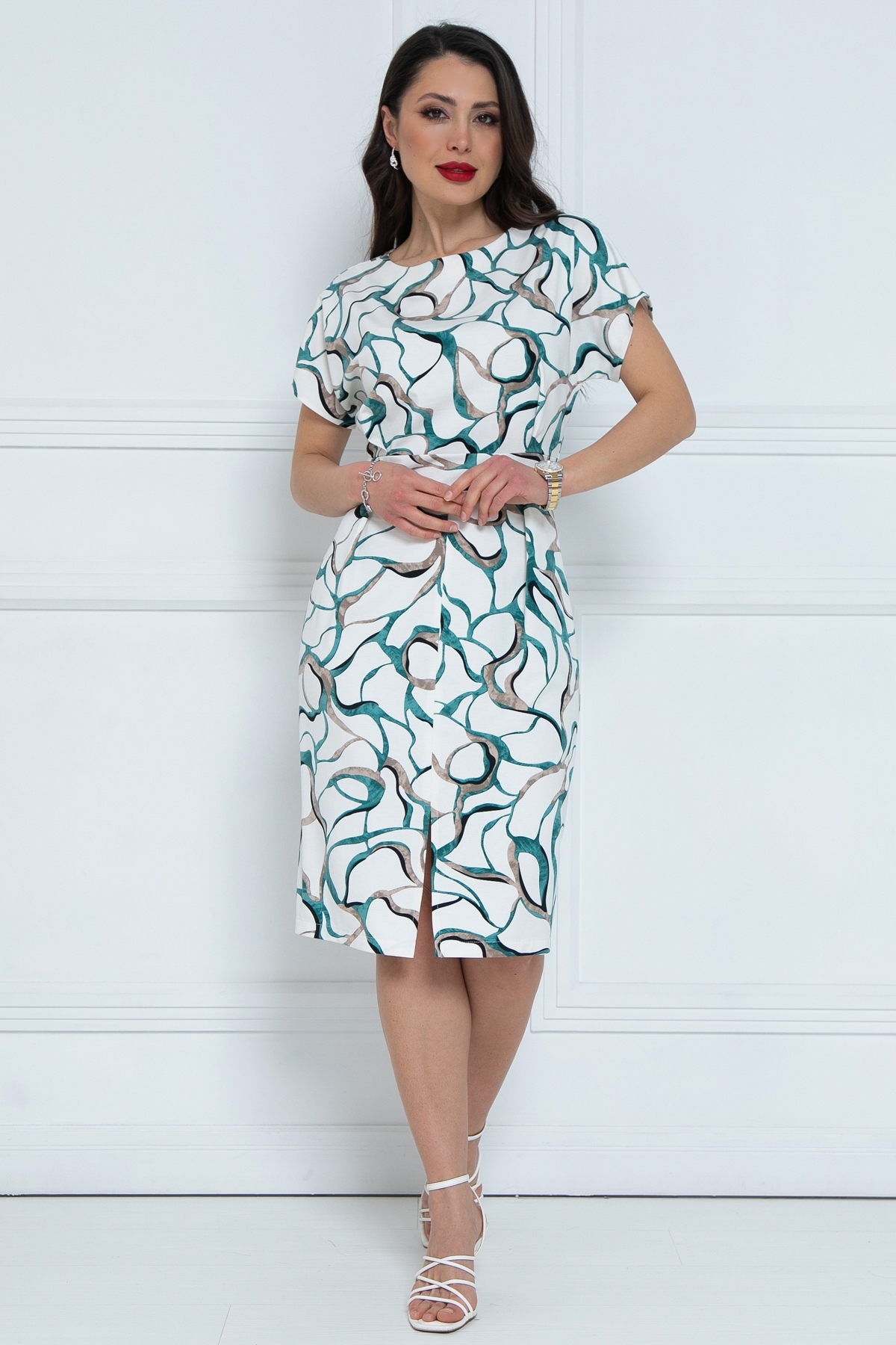 Платье миди белое с разрезом Diolche(фото4)