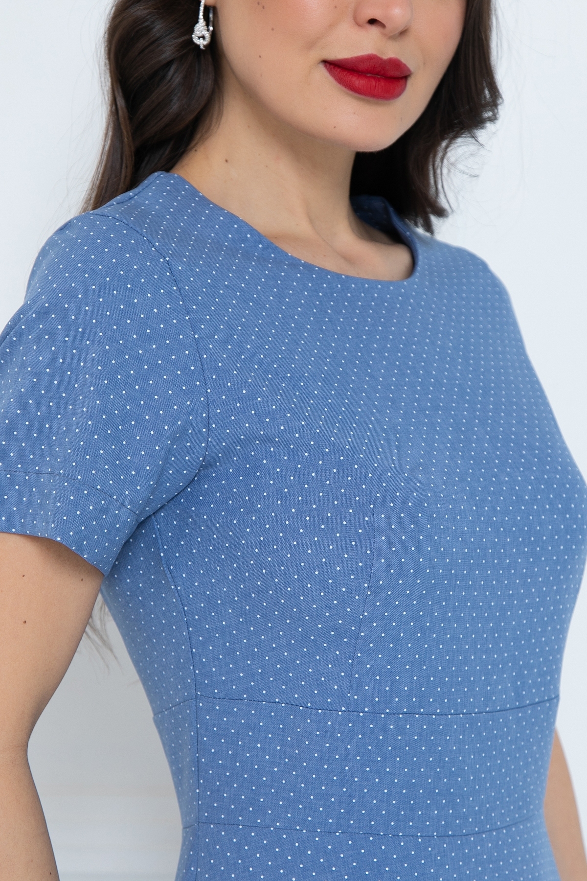 Платье голубое в мелкий горошек Diolche(фото3)