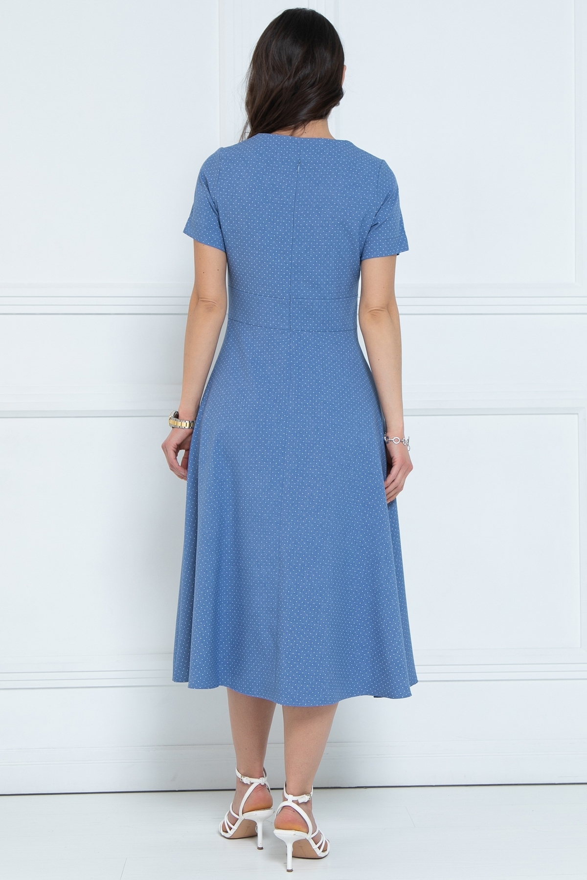 Платье голубое в мелкий горошек Diolche(фото5)