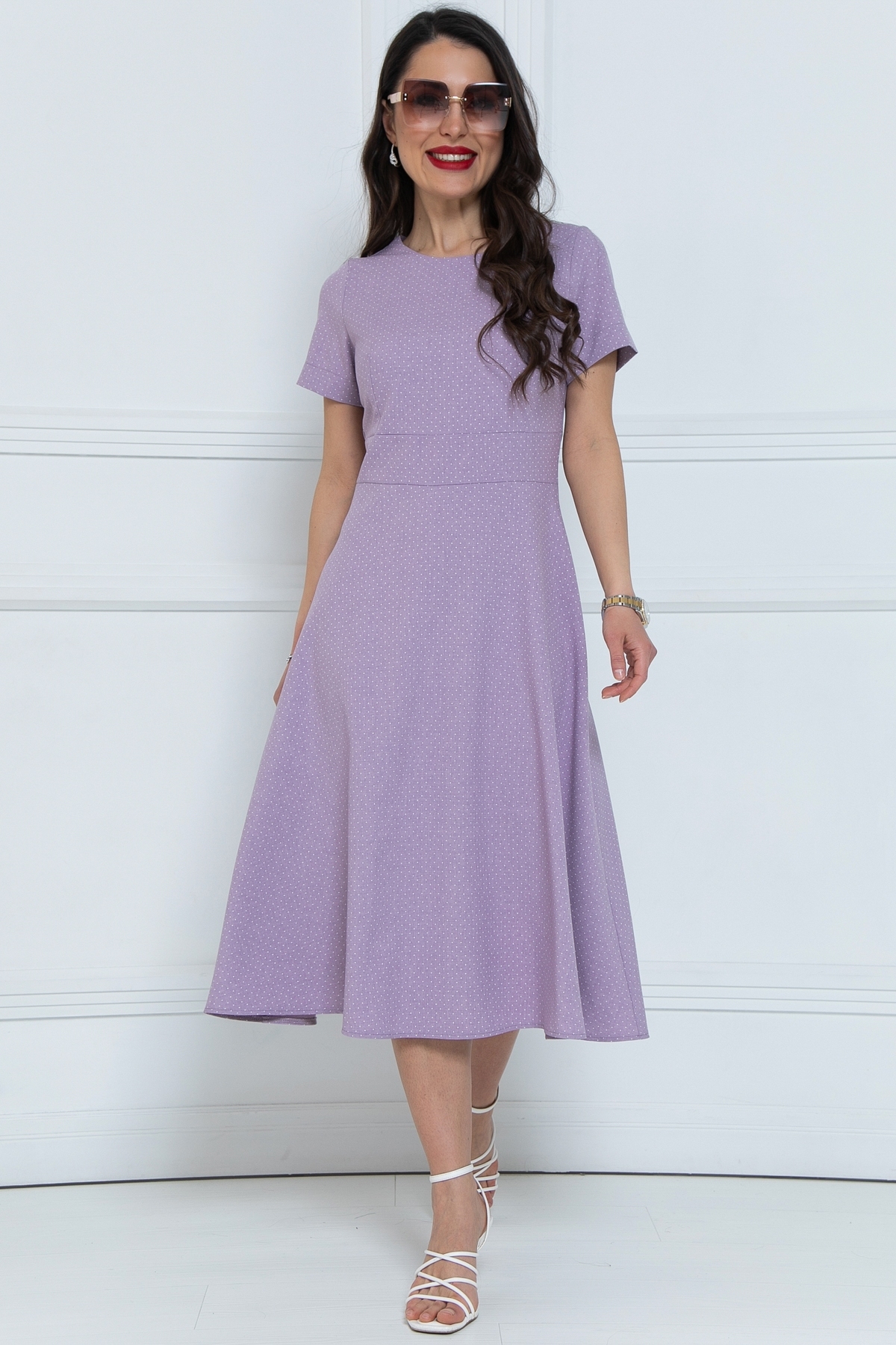 Платье лавандового цвета в мелкий горошек Diolche(фото6)