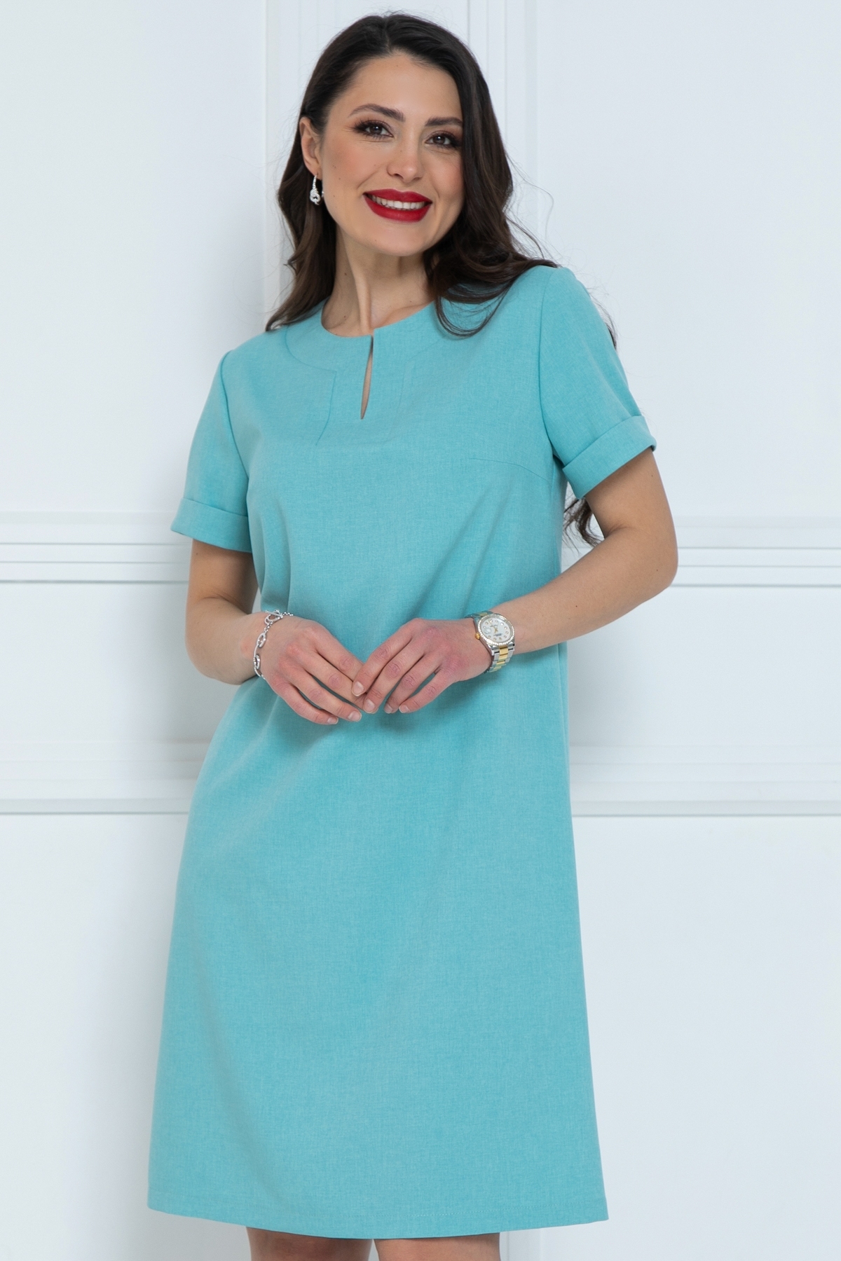 Платье бирюзовое с разрезом Diolche