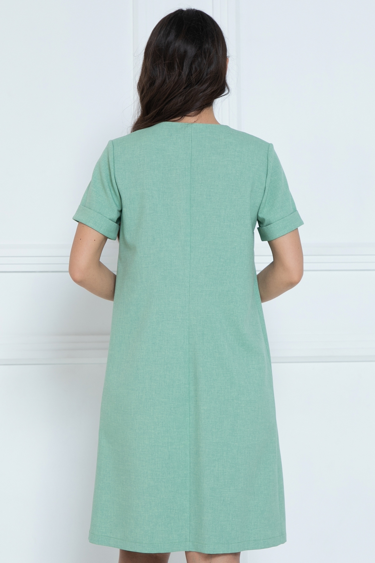 Платье короткое с разрезом в цвете фисташка Diolche(фото7)