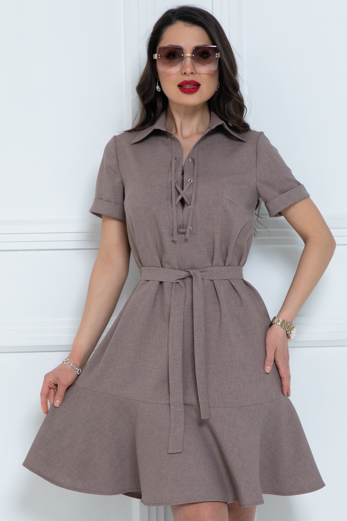 Платье-трапеция с поясом Diolche(фото4)