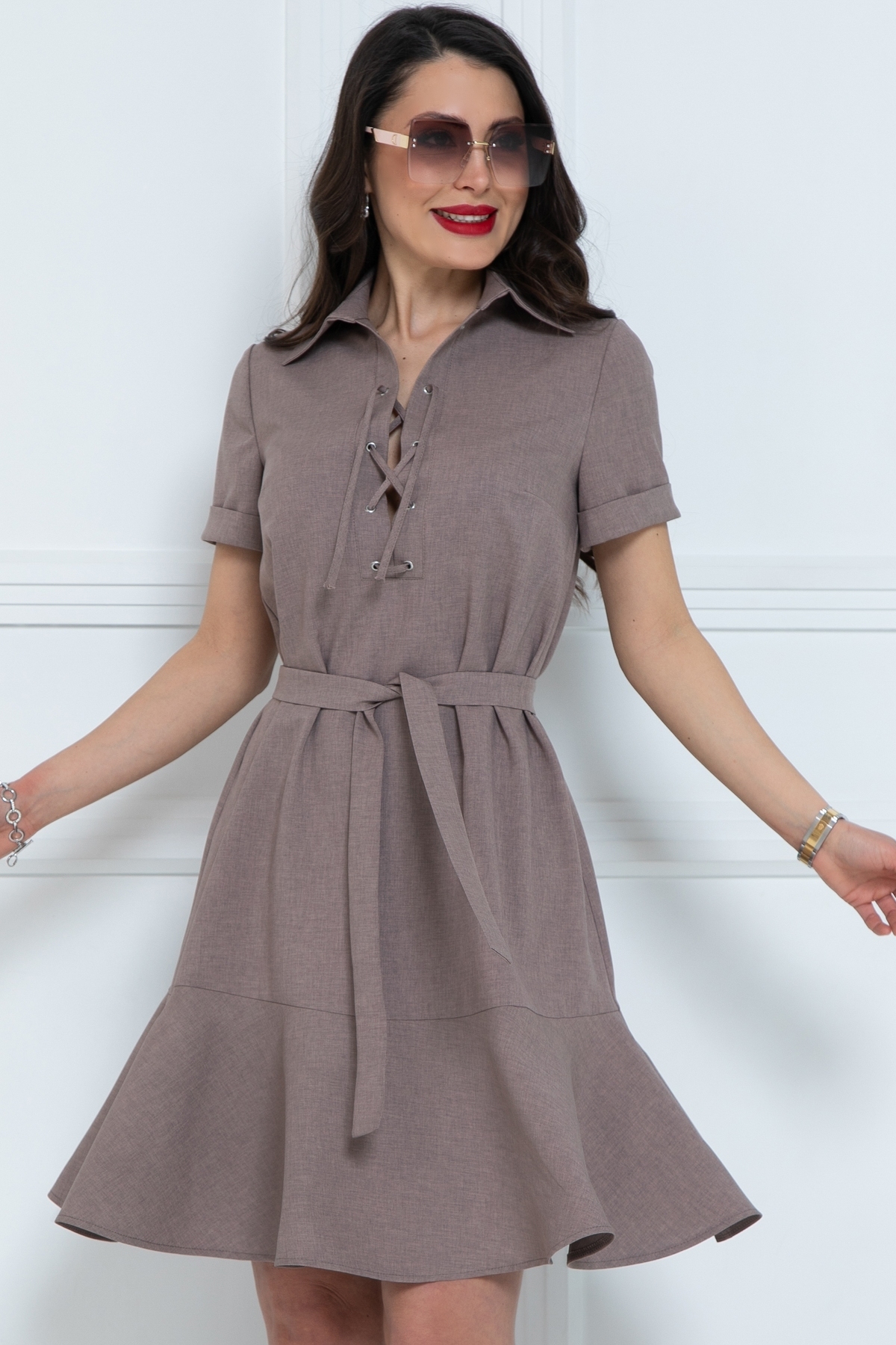 Платье-трапеция с поясом Diolche(фото8)