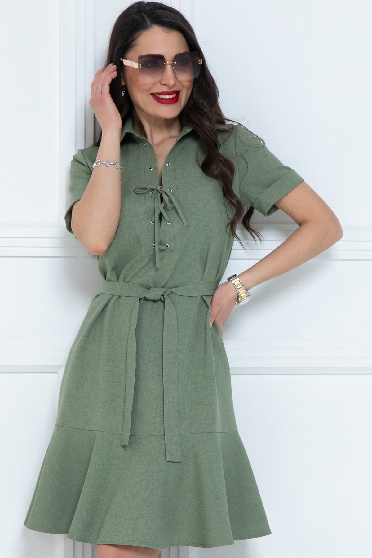 Платье-трапеция с поясом Diolche