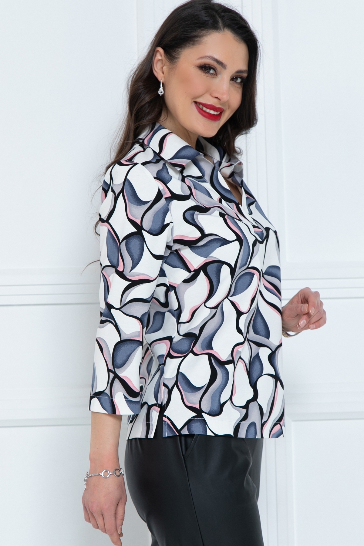 Блузка женская кофейного цвета с короткими рукавами Diolche(фото7)