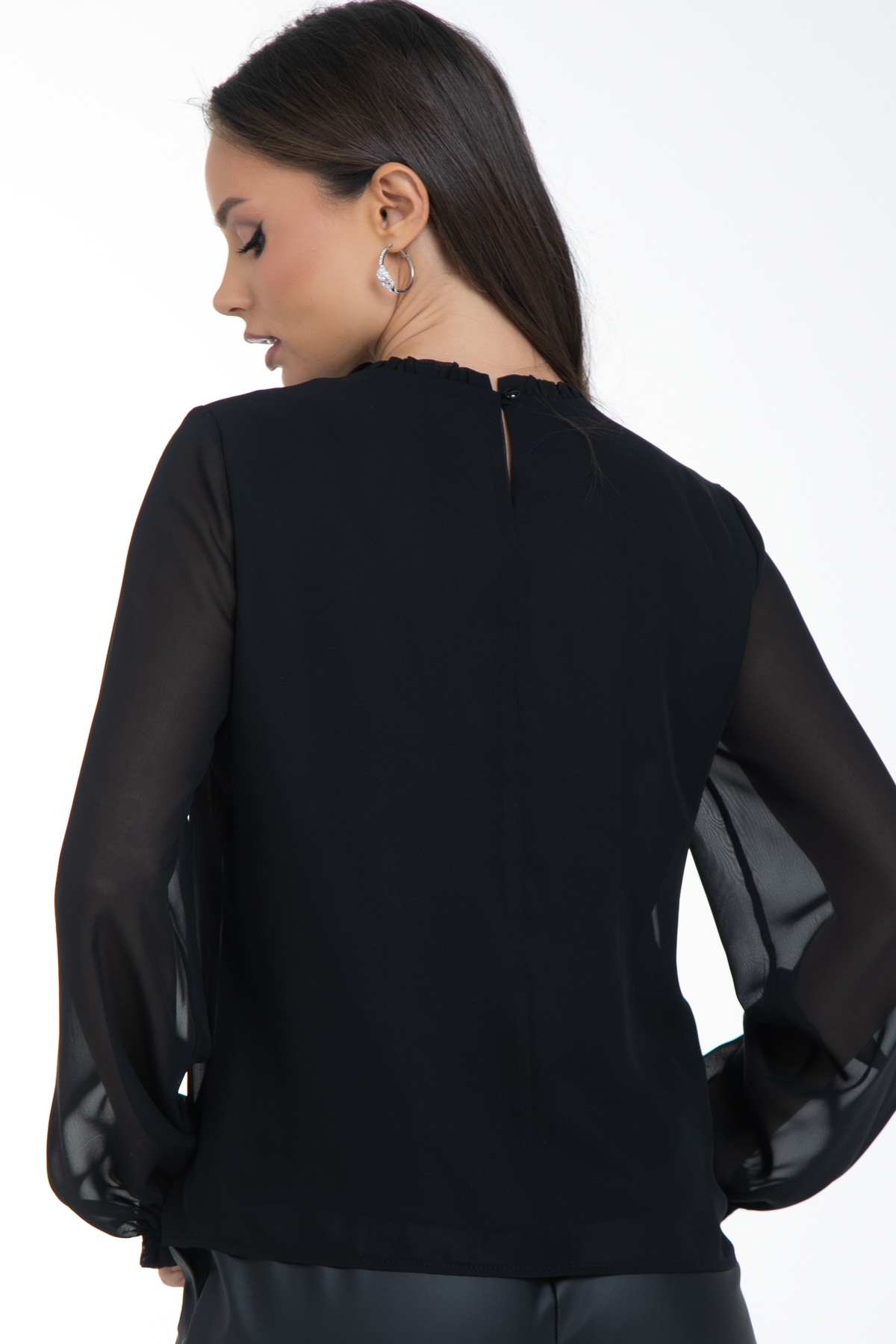 Блузка шифоновая чёрного цвета Diolche(фото7)