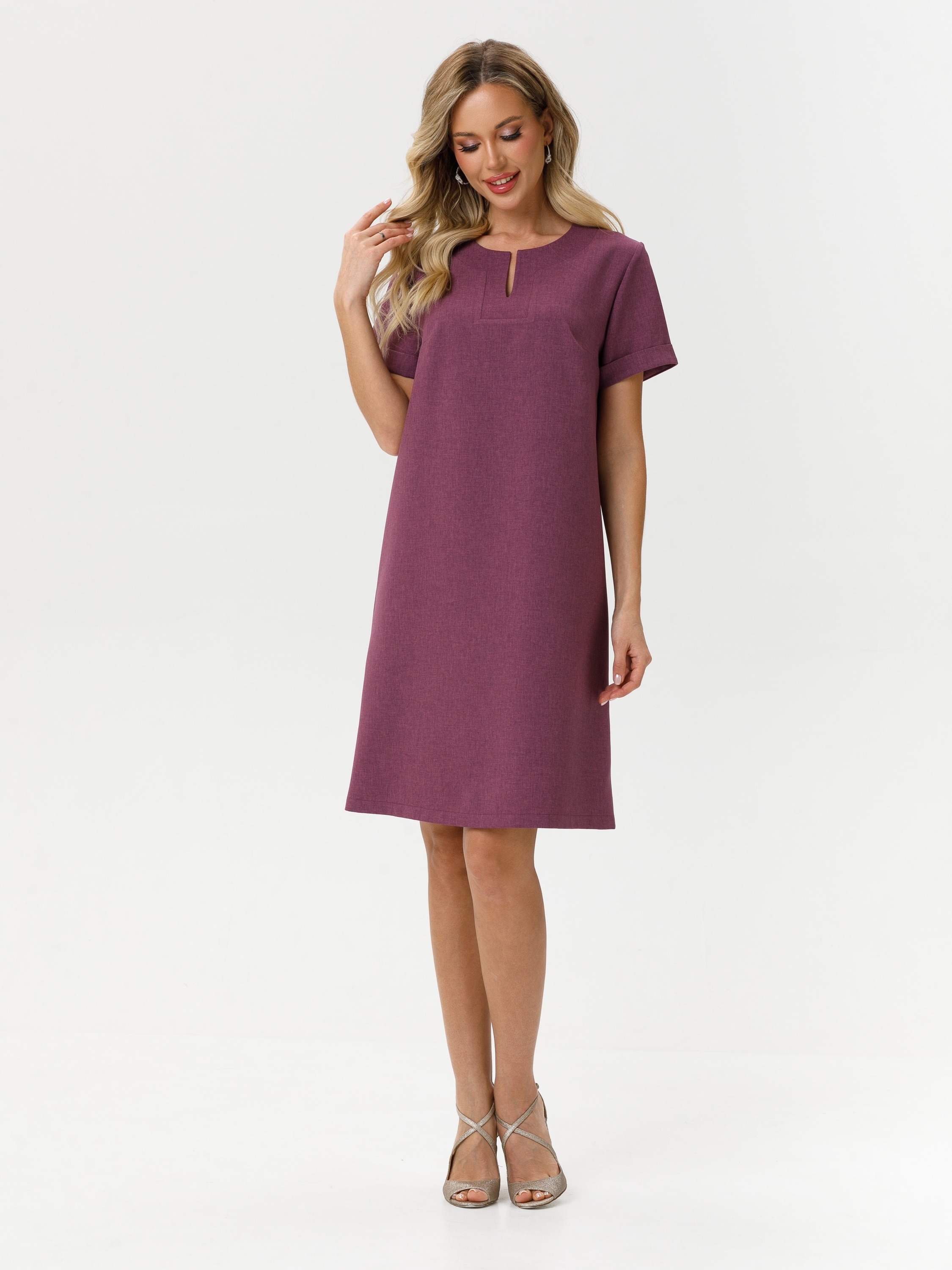 Платье короткое с разрезом в бордовом цвете Diolche(фото4)