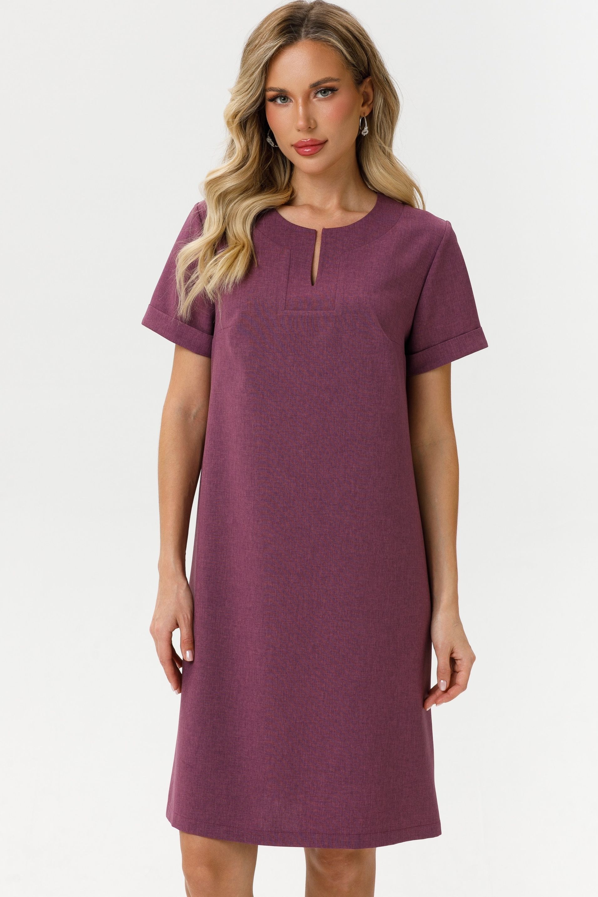 Платье короткое с разрезом в бордовом цвете Diolche