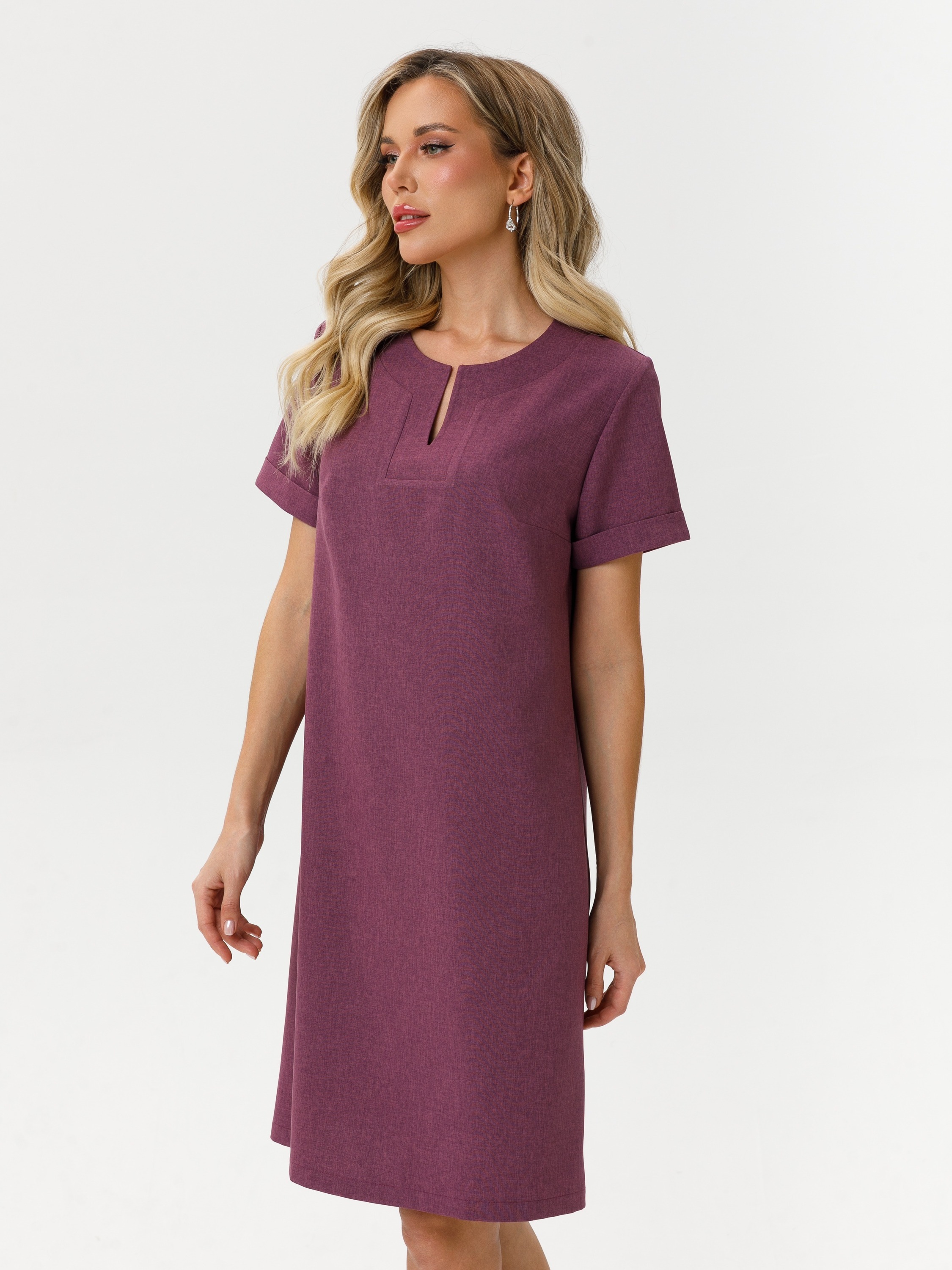 Платье короткое с разрезом в бордовом цвете Diolche(фото3)