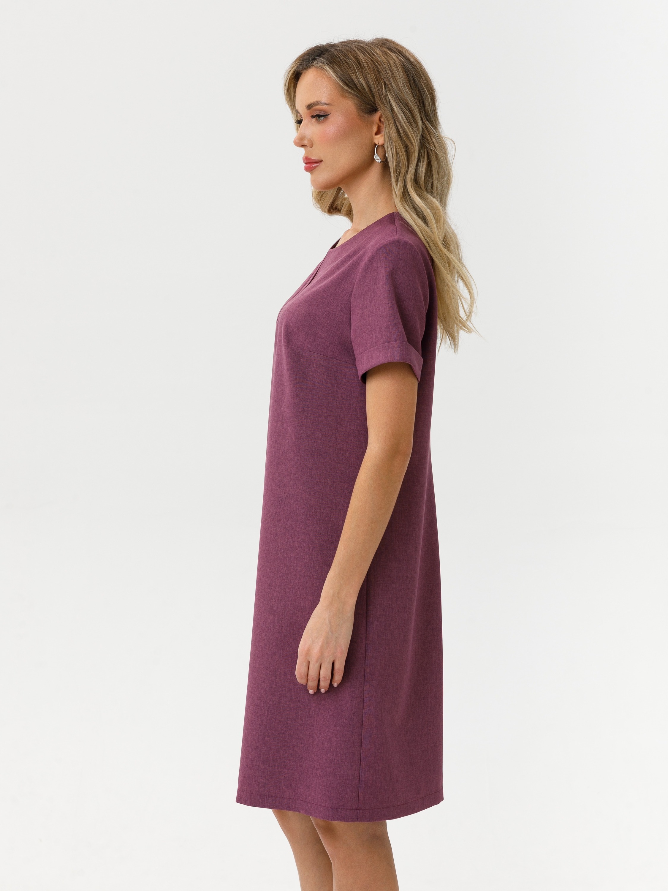 Платье короткое с разрезом в бордовом цвете Diolche(фото6)