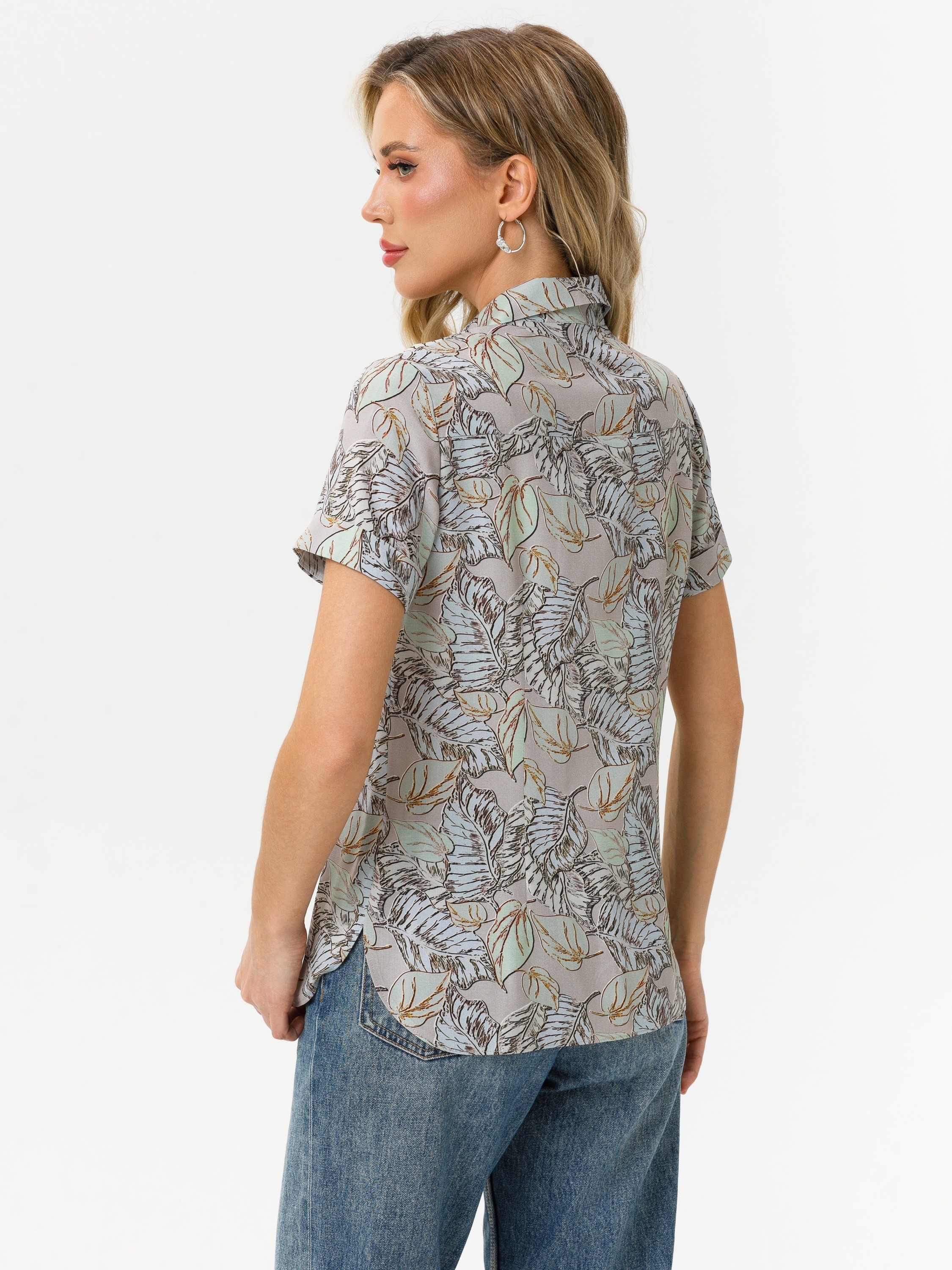 Рубашка оливкового цвета с короткими рукавами Diolche(фото8)