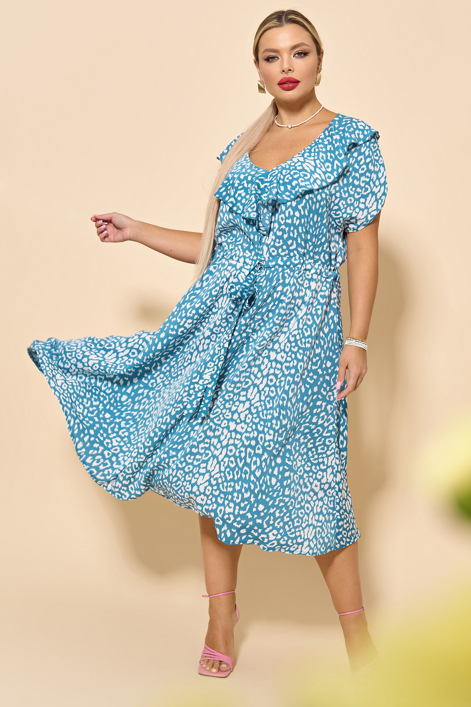 Платье бирюзовое с кулиской Dora