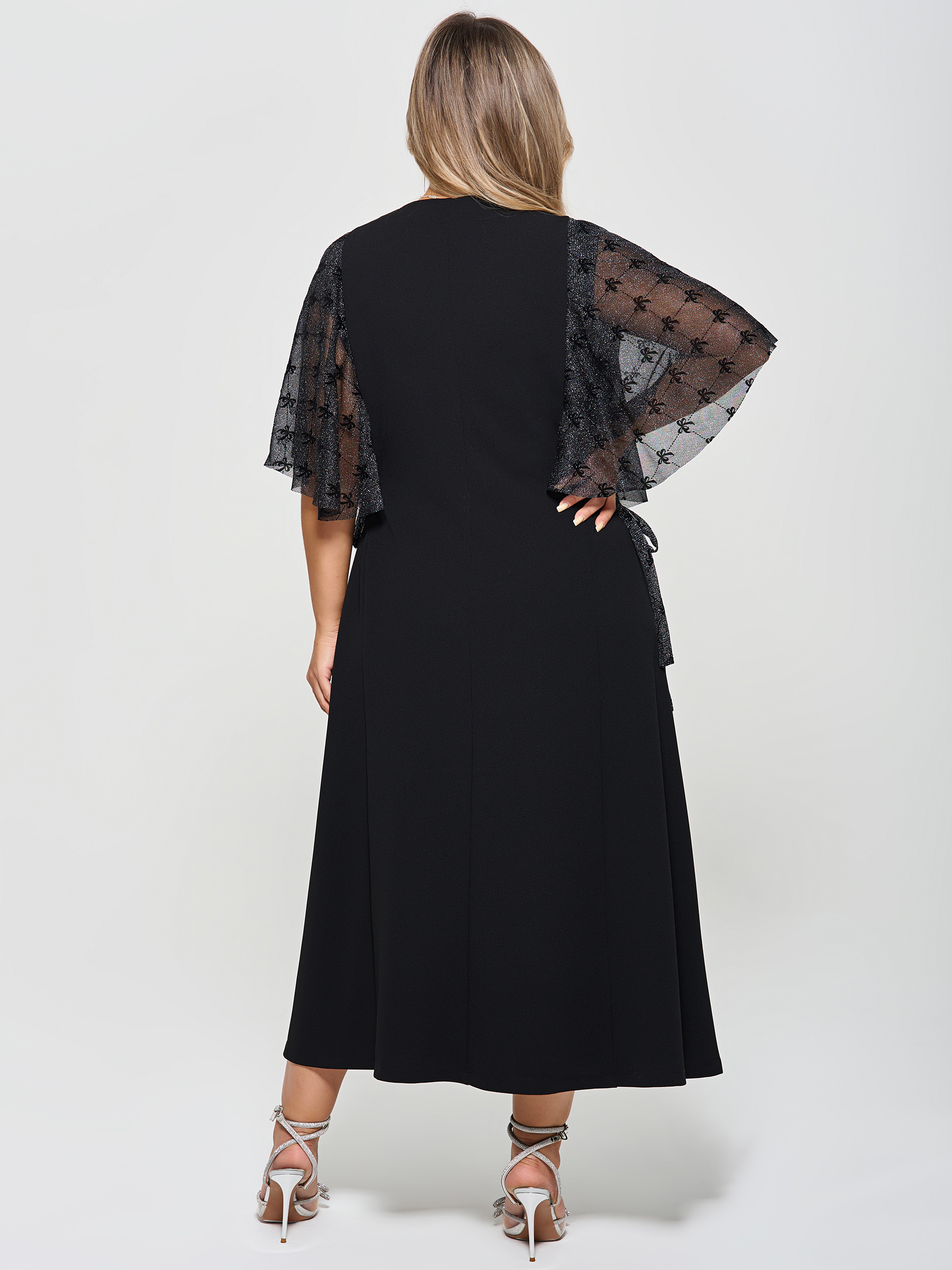 Платье длинное трикотажное чёрное нарядное Dora(фото8)